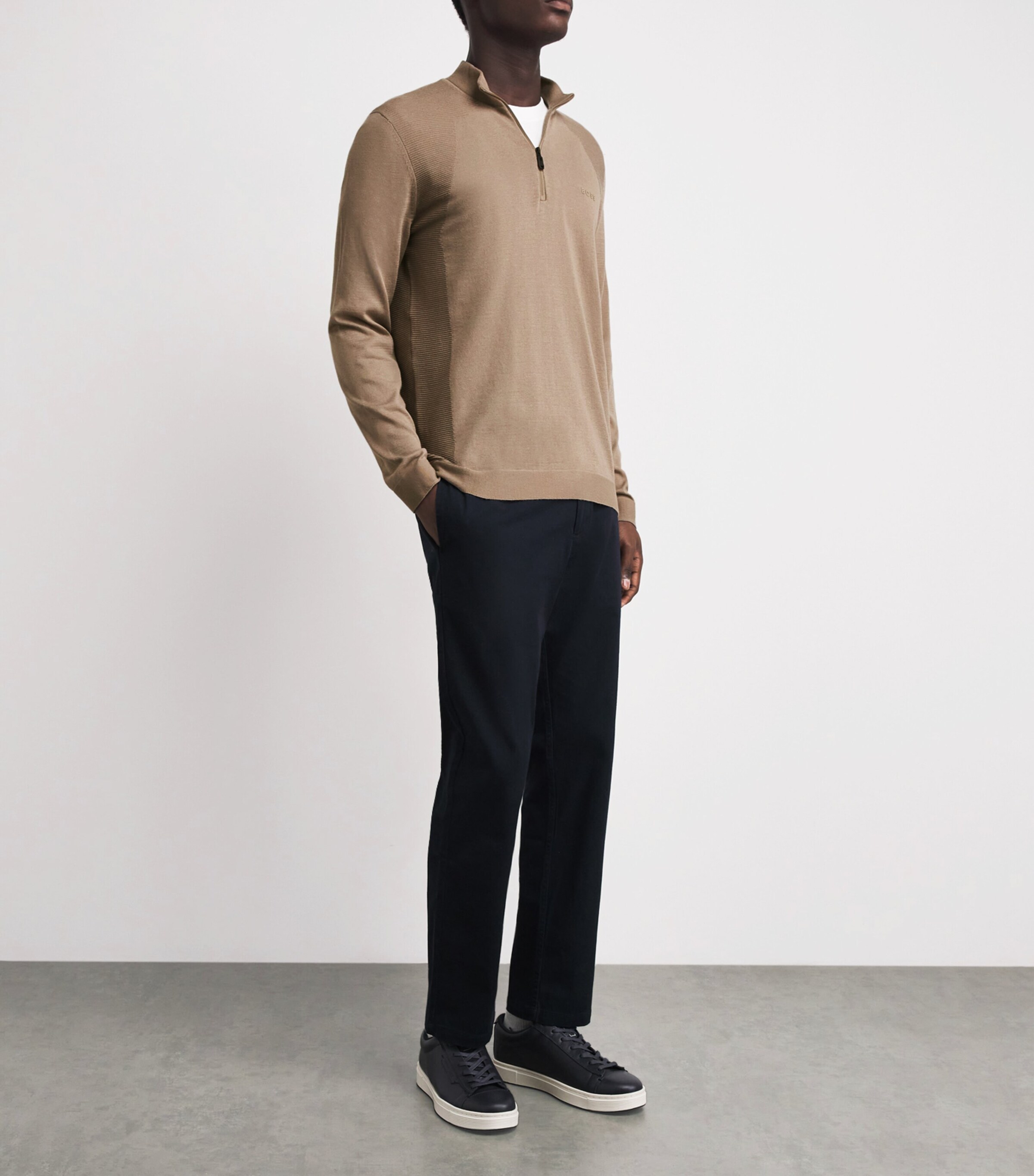 BOSS Mens Momentum Lite Quarter-Zip Sweatshirt Light Pastel Image 2