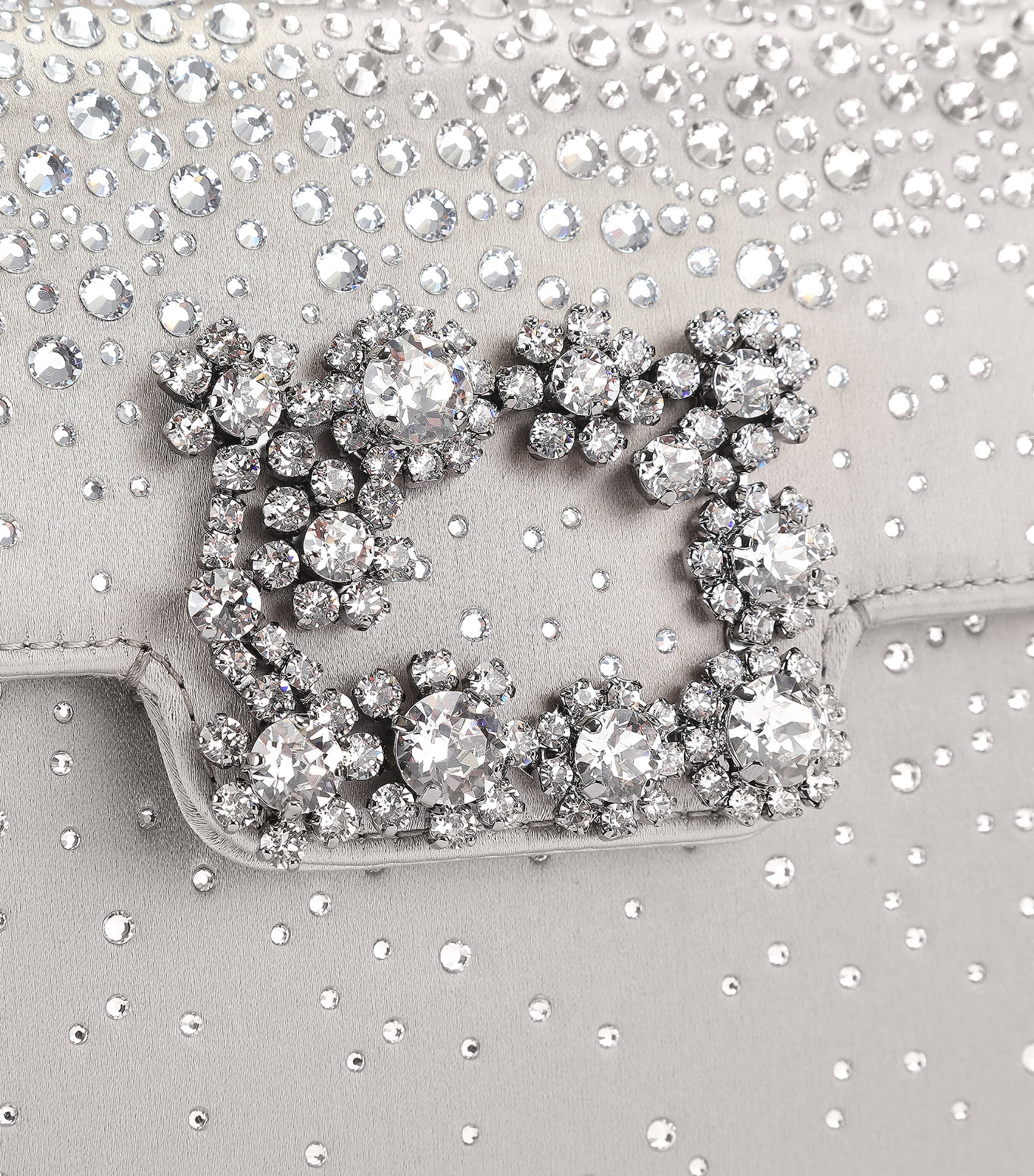 Roger Vivier Embellished Efflorescence Envelope Clutch Bag Grey Image 4
