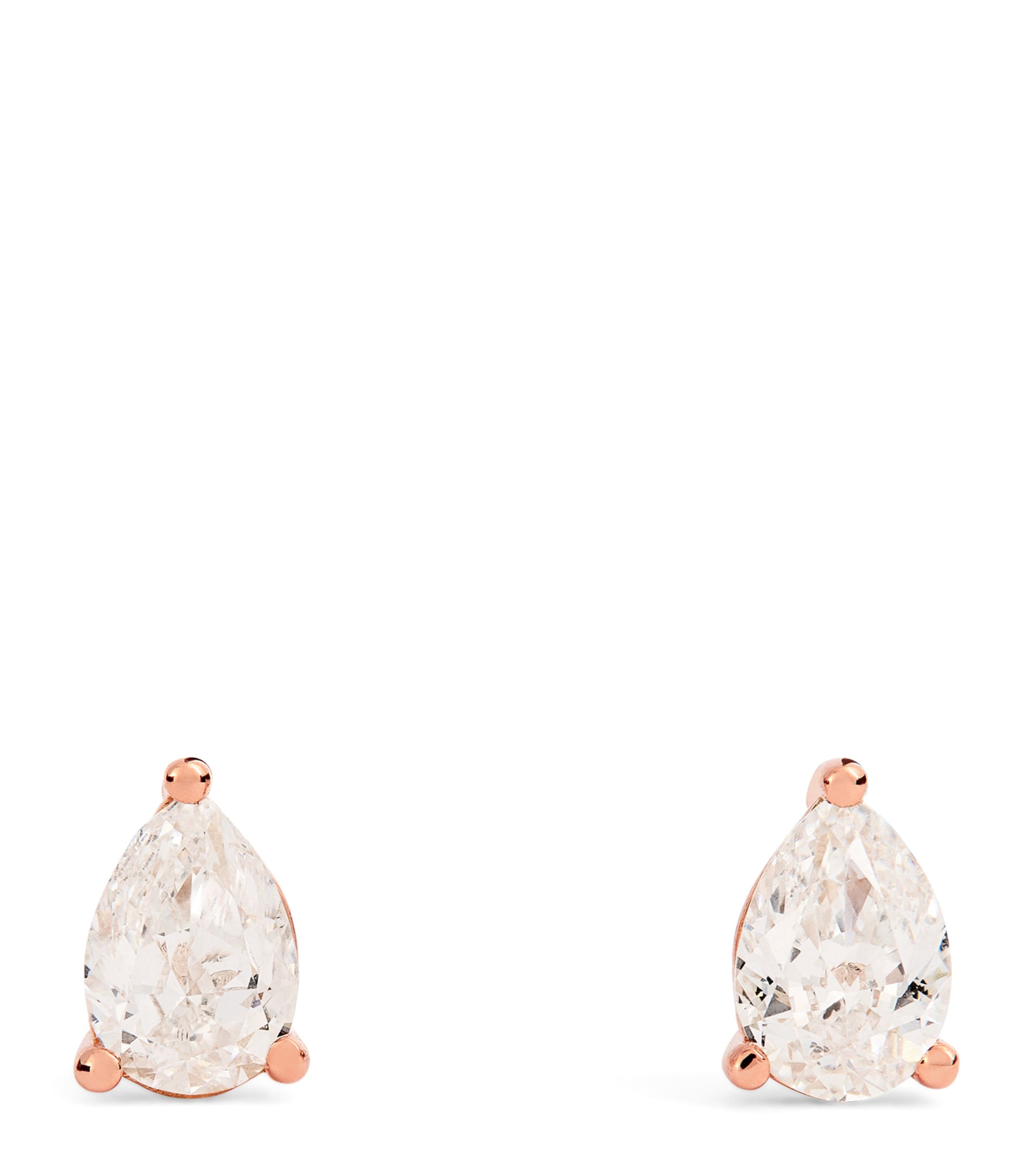 Harrods Rose Gold And Diamond Pear Stud Earrings In Gold