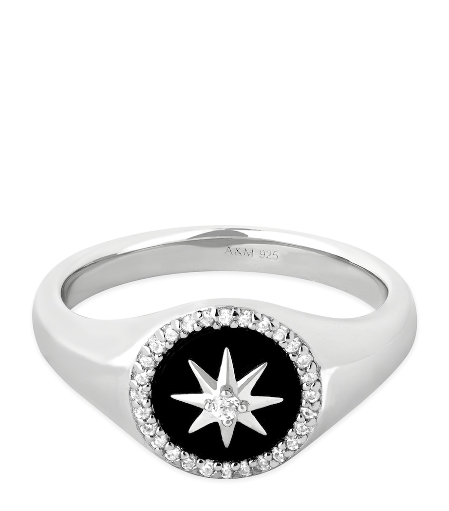 Astrid & Miyu Sterling Silver Crystal Scatter Band Ring Silver Image 1