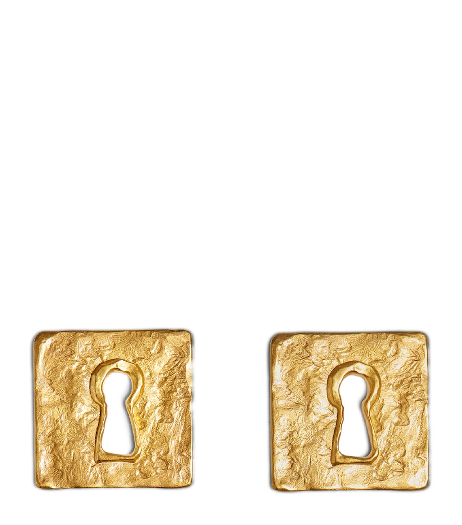 Square Keyhole Earrings 001GOLD Image 1