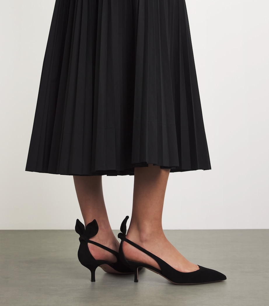 Suede Bow Tie Pumps 50 BLACK Image 2