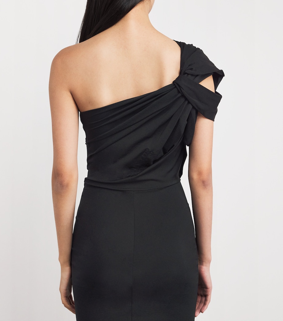 Twisted One-Shoulder Mini Dress 09 BLACK Image 6