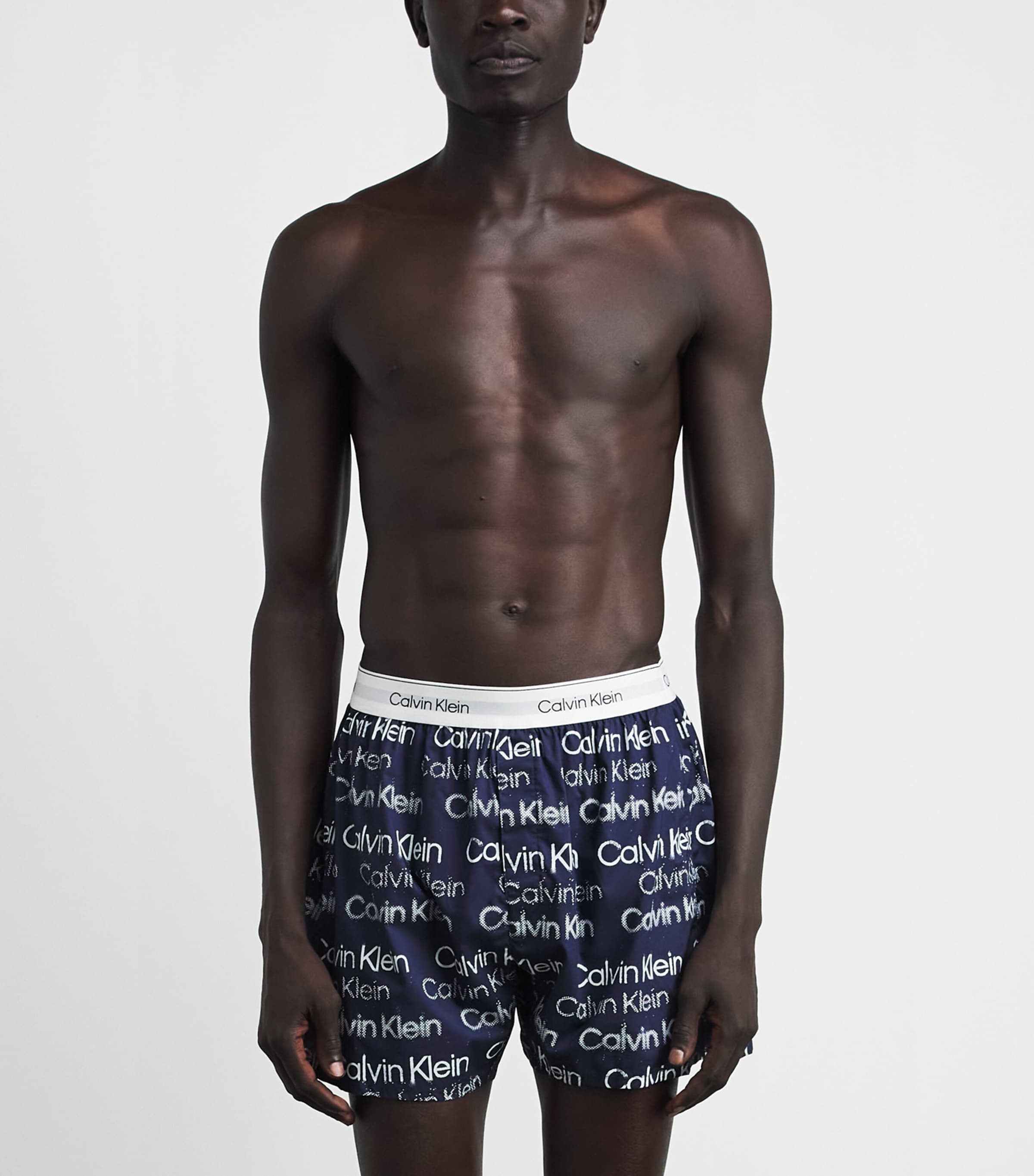 Calvin Klein Mens Cotton Poplin Logo Pyjama Shorts Sequin Logo Spe Image 2