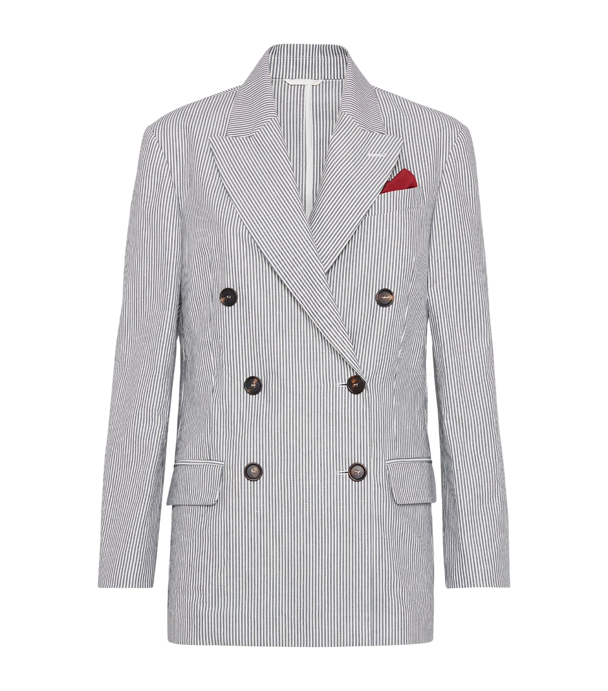 Brunello Cucinelli Striped Twill Blazer In White