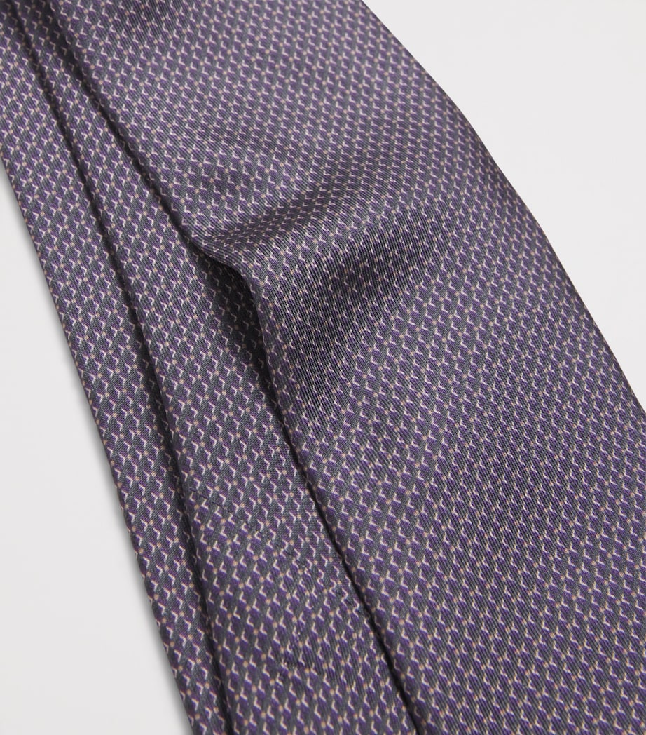 Silk Geometric Jacquard Tie 75 VIOLET Image 3