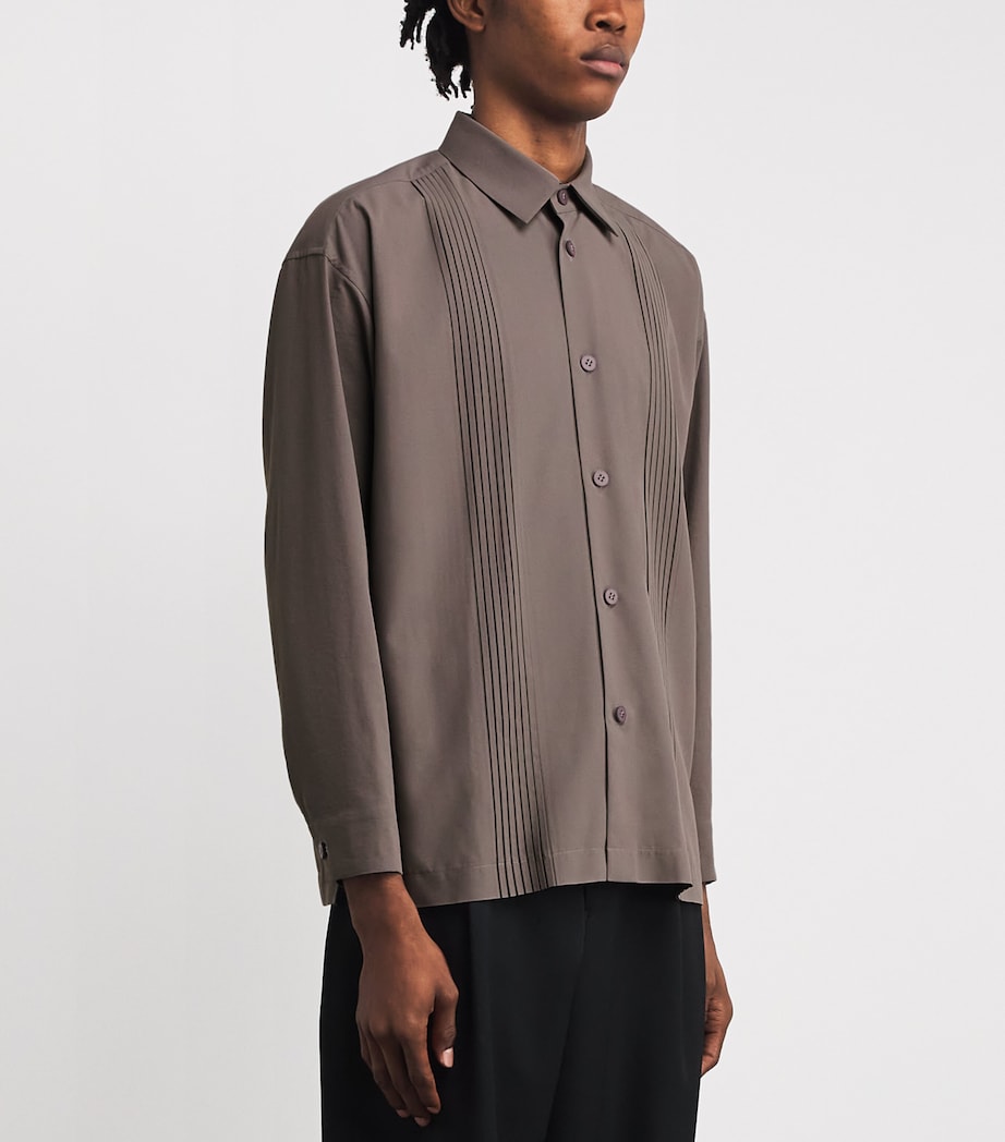 Pleated Shirt 48-MOCHA Image 3