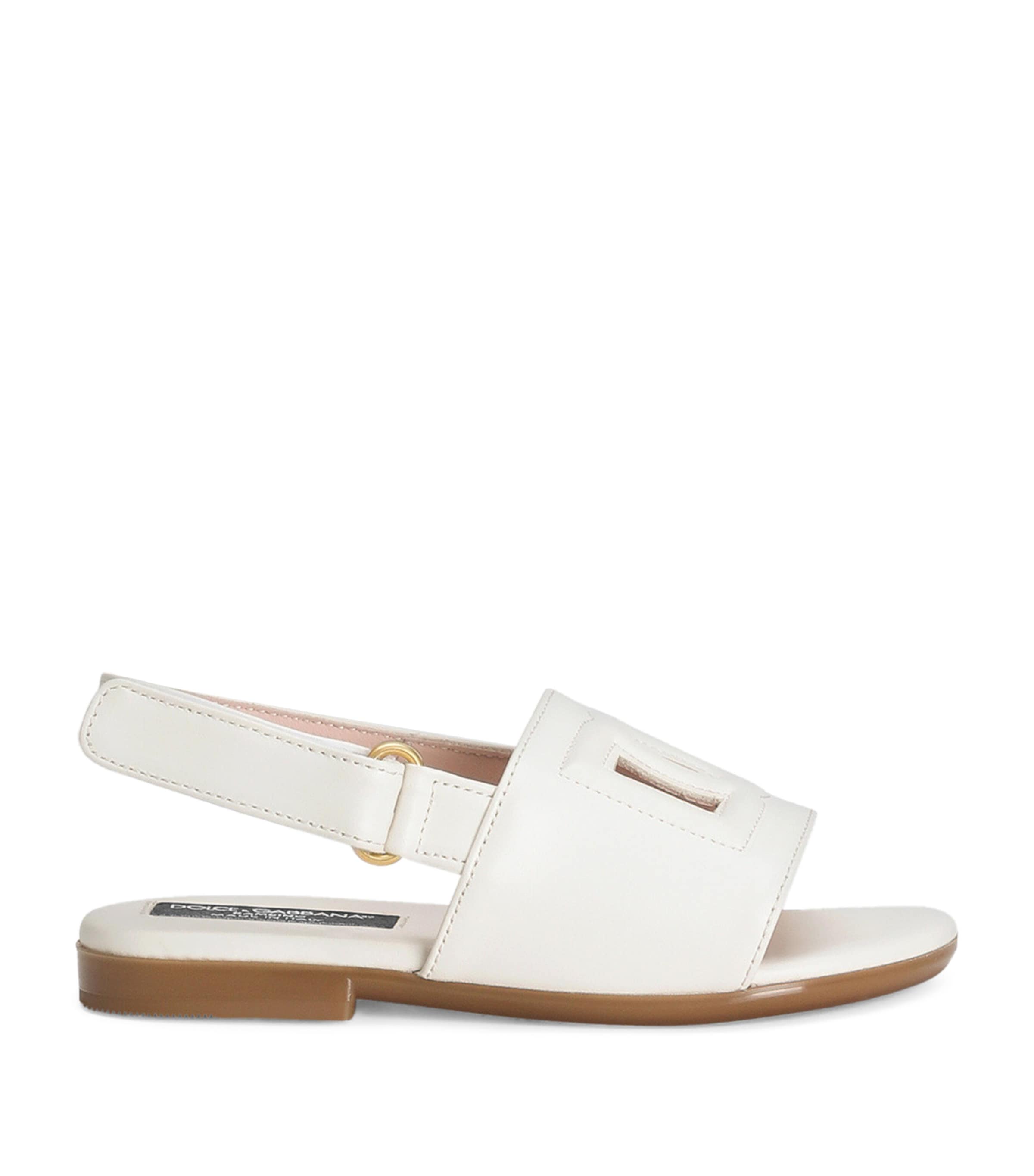 DOLCE & GABBANA LEATHER CUT-OUT LOGO SANDALS 