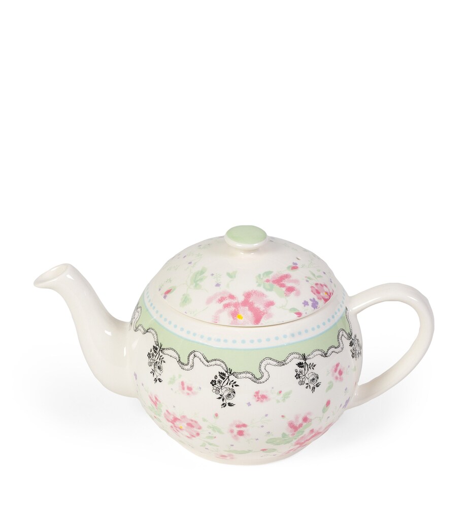 Small Pompadour Teapot WHITE, PINK, GREEN Image 1