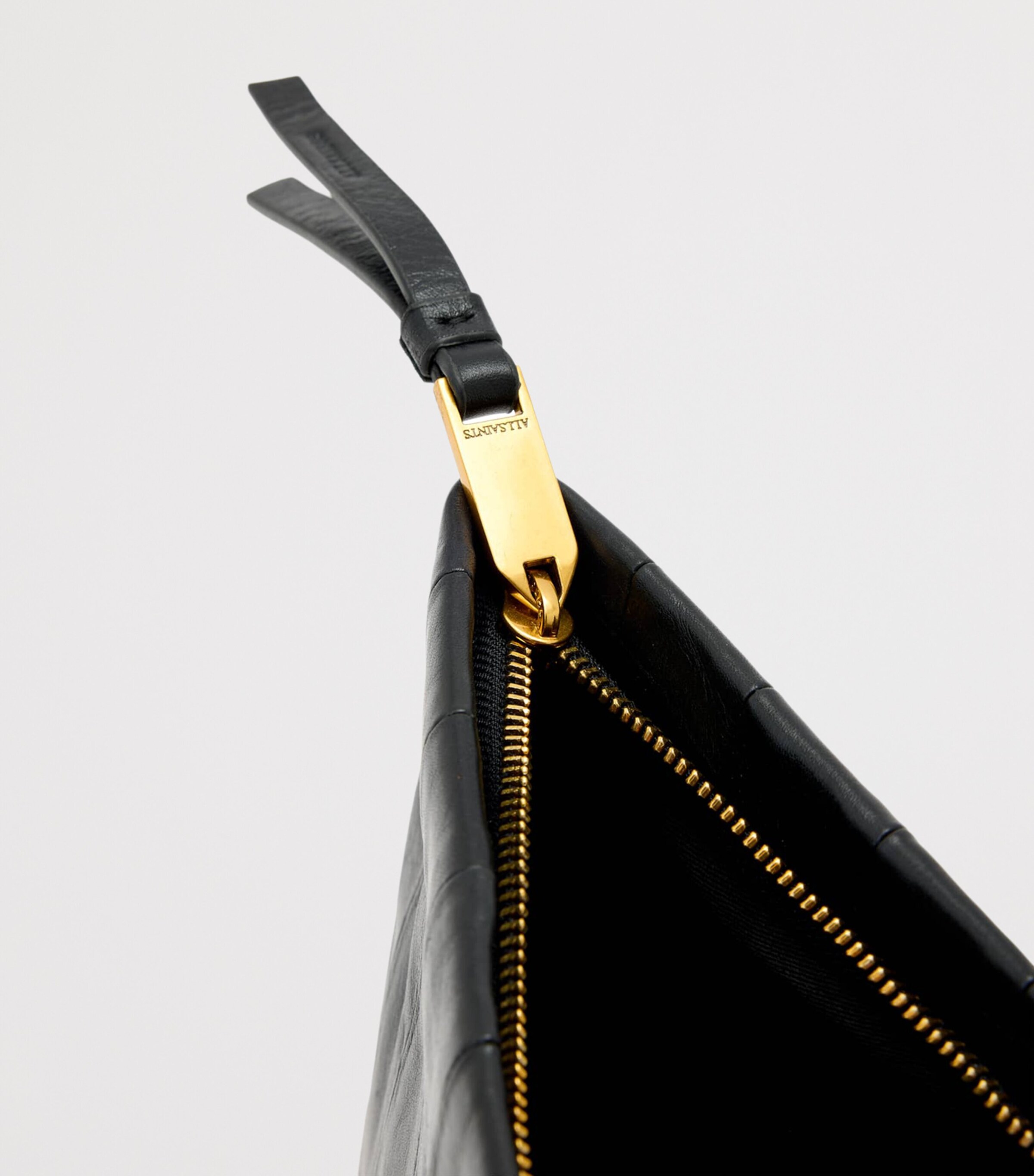 AllSaints Leather Panelled Bettina Clutch Bag Black Image 5