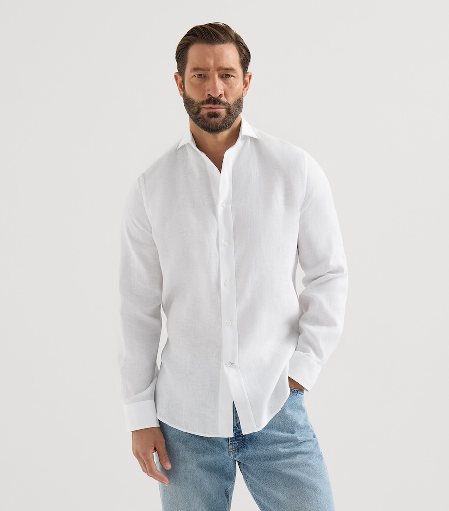 Brunello Cucinelli Mens Linen Long-Sleeve Shirt Image 4