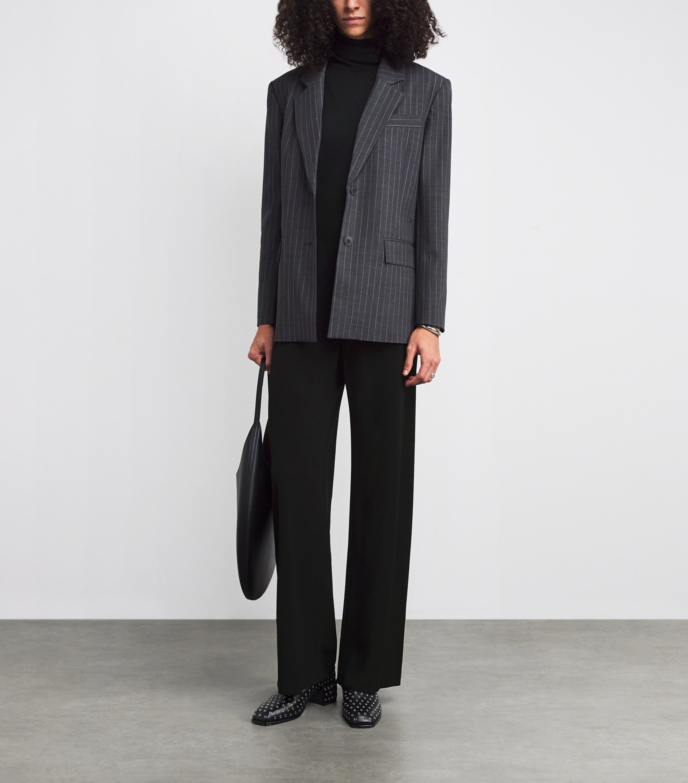 Crepe High-Waist Trousers 001BLK BLACK Image 2