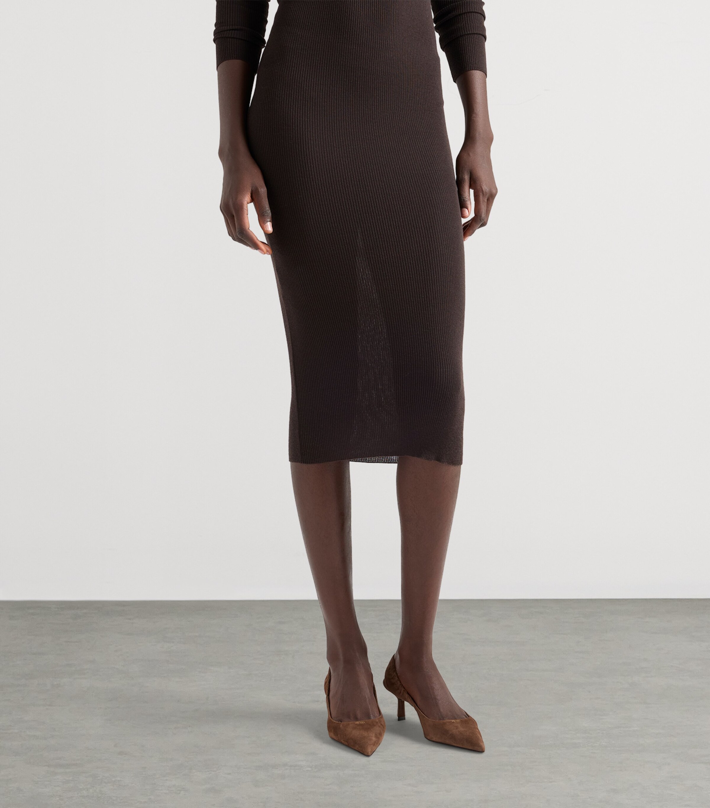 Prada Womens Wool Triangle Charm Midi Dress Image 6