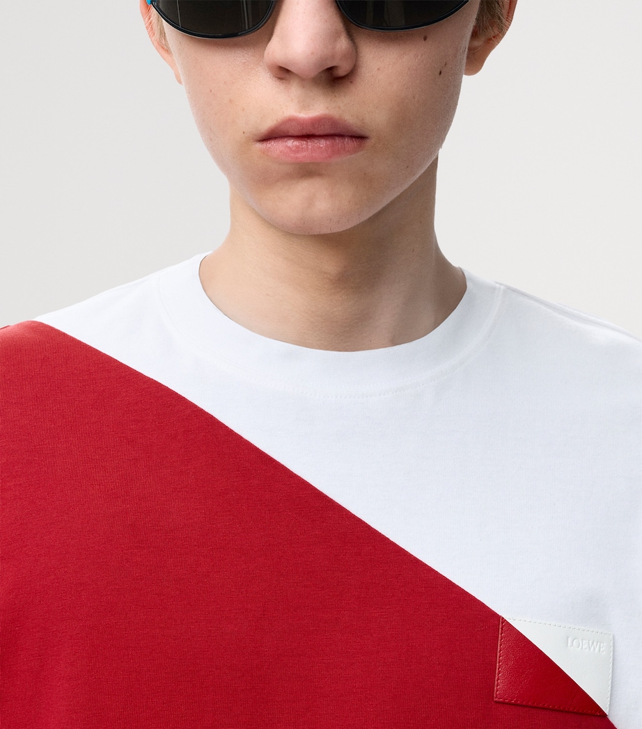 LOEWE Mens Cotton Relaxed T-Shirt White/red Image 5