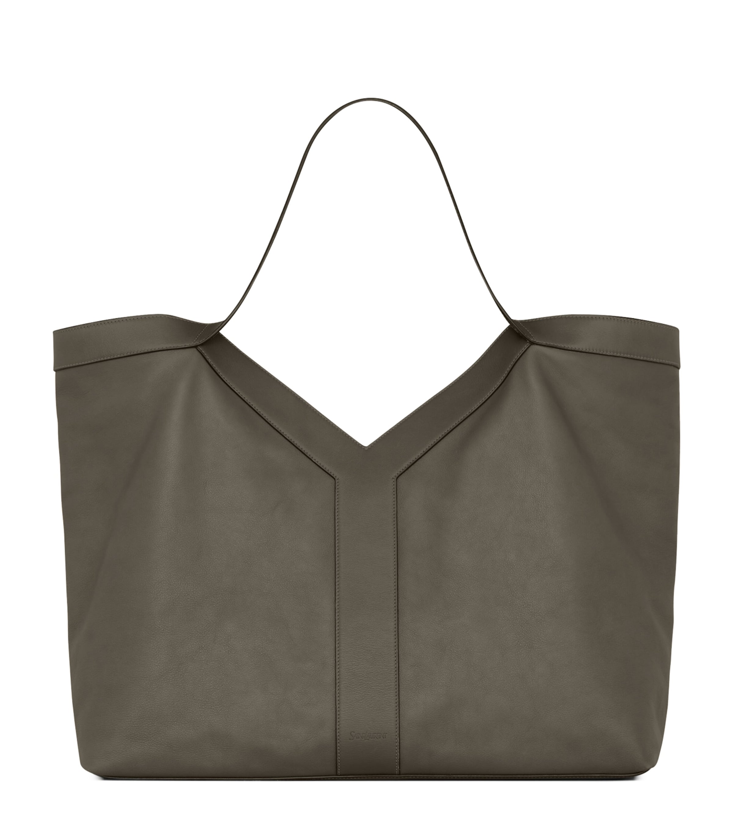 Saint Laurent Large Leather Y Tote Bag In Green