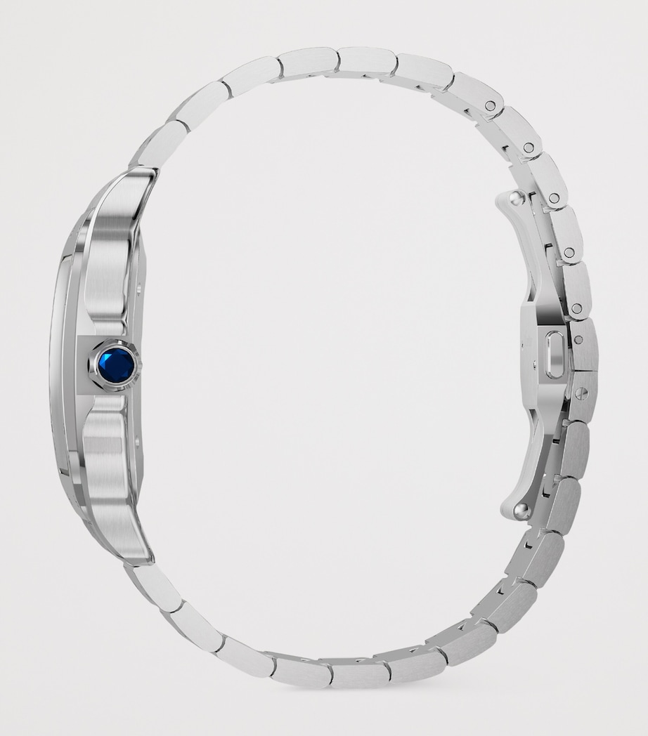 Large Steel Santos de Cartier Watch 39.8mm BLUE Image 7