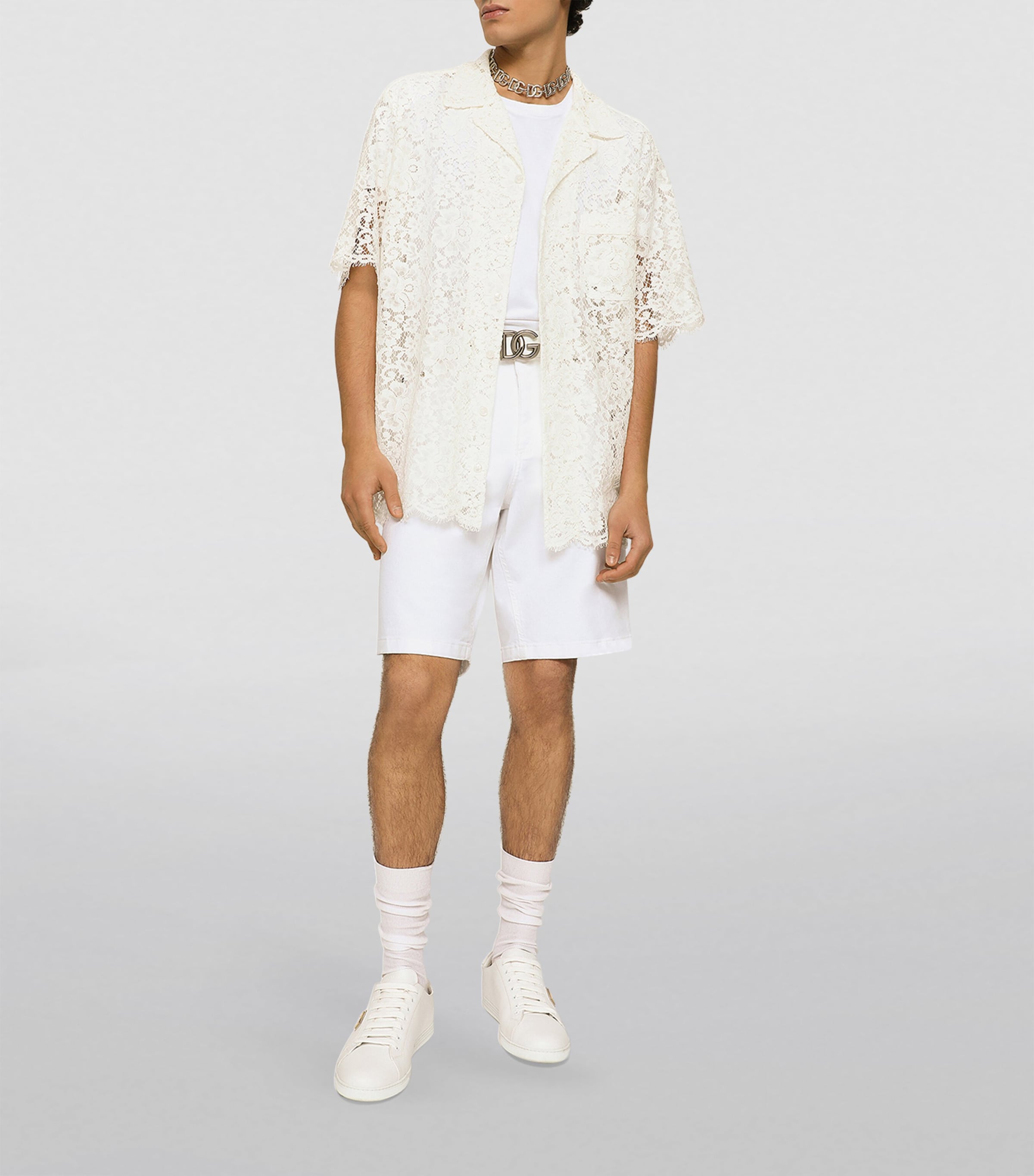 Lace Cuban Shirt W0001-NATURAL WHITE Image 4