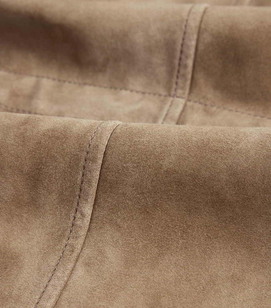 Dunhill Mens Leather Three-Pocket Jacket Khaki Image 6