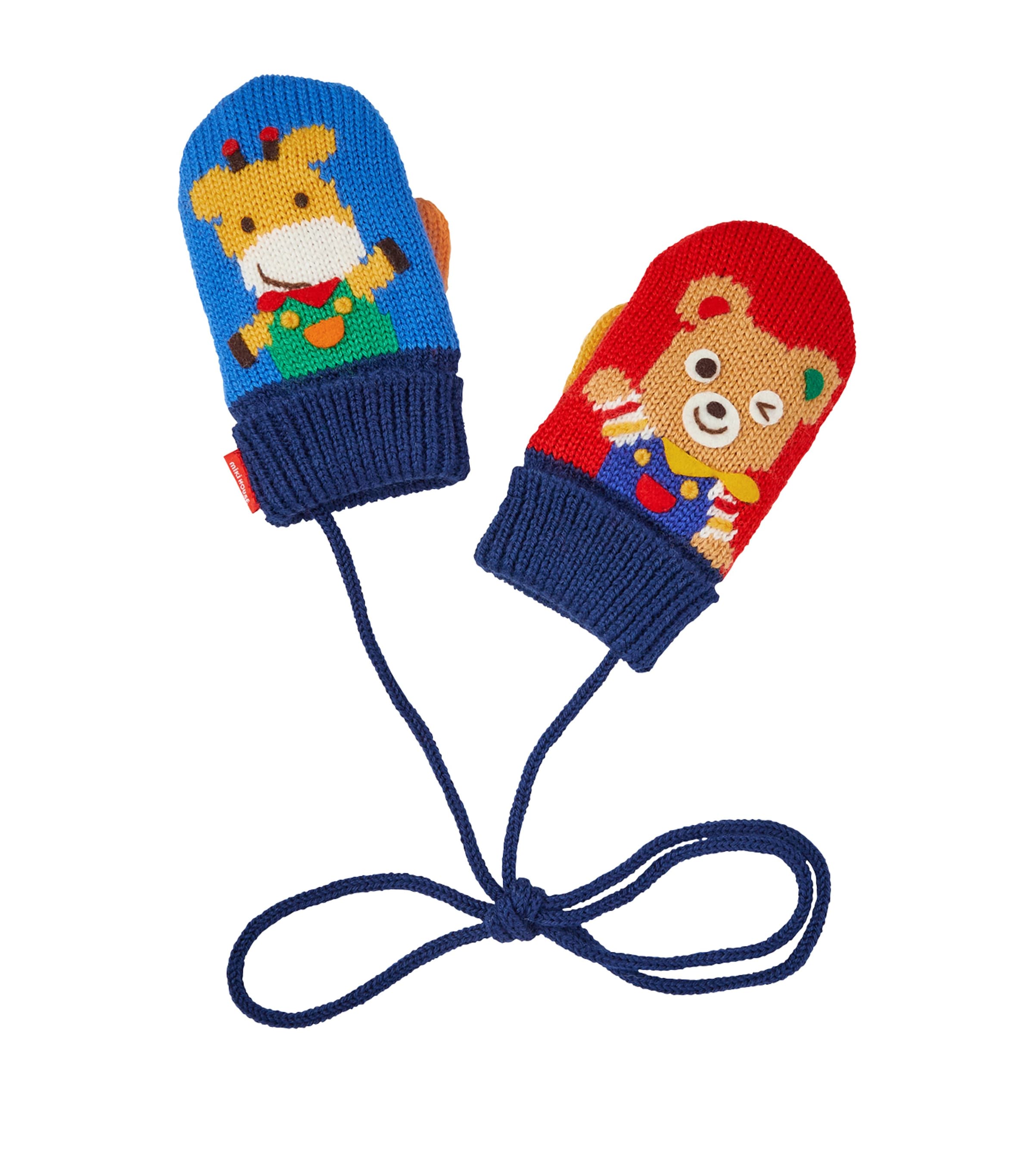 Miki House Wool-blend Bear Mittens In Multi