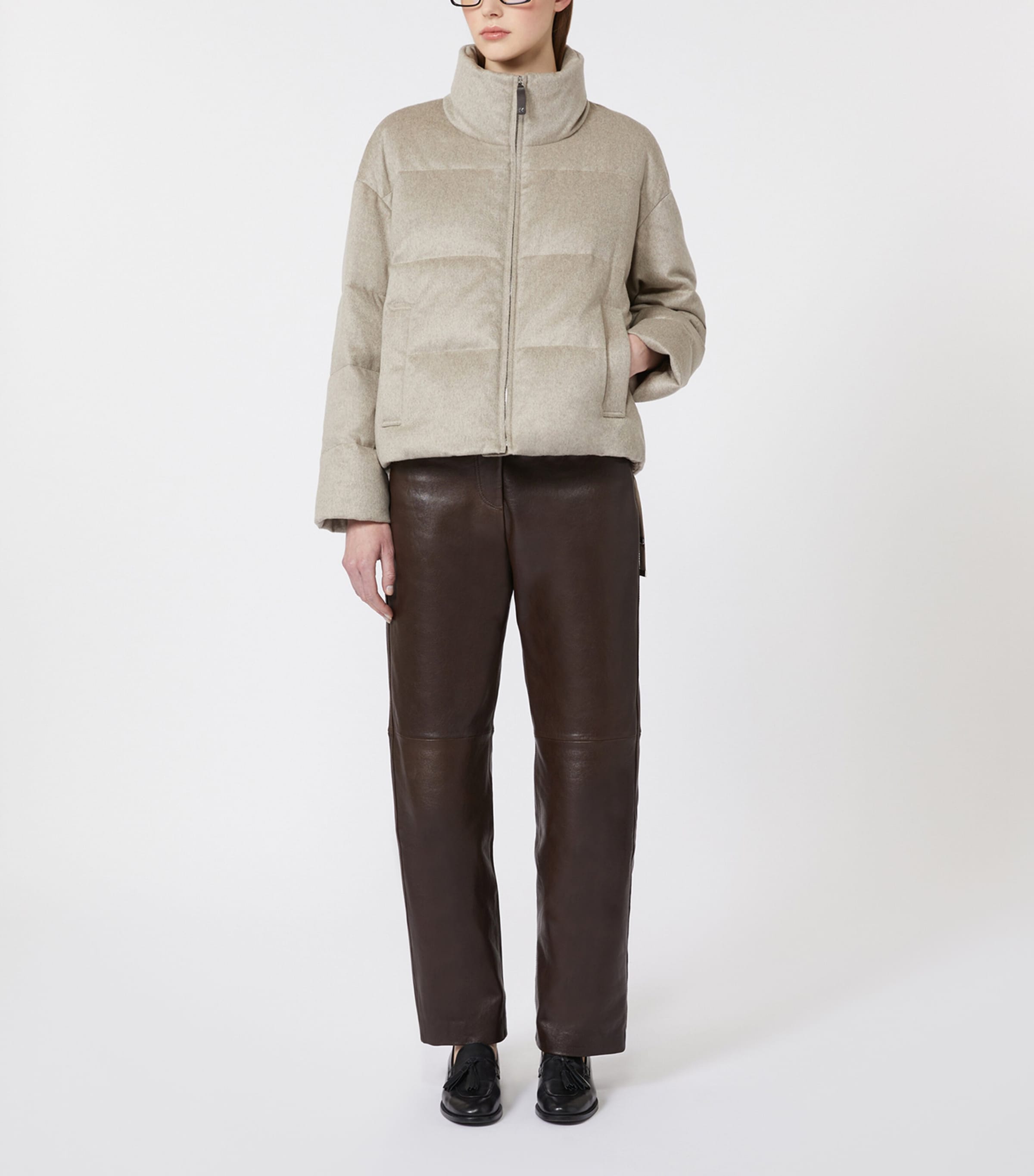 Cashmere Down Puffer Jacket SAND Image 2