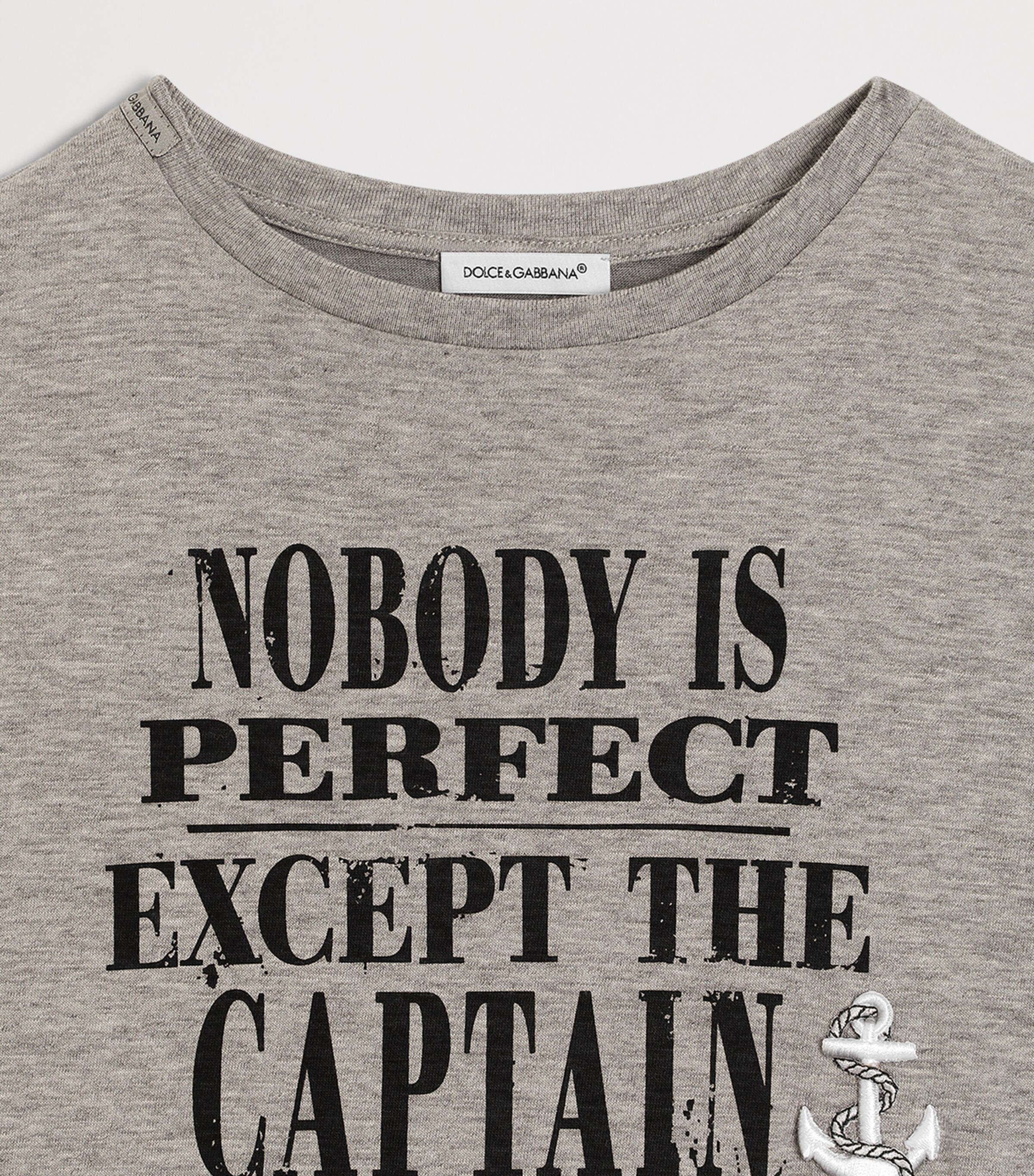 Dolce&Gabbana Kids Cotton Slogan T-Shirt (8-14 Years) Melange Grey Image 3