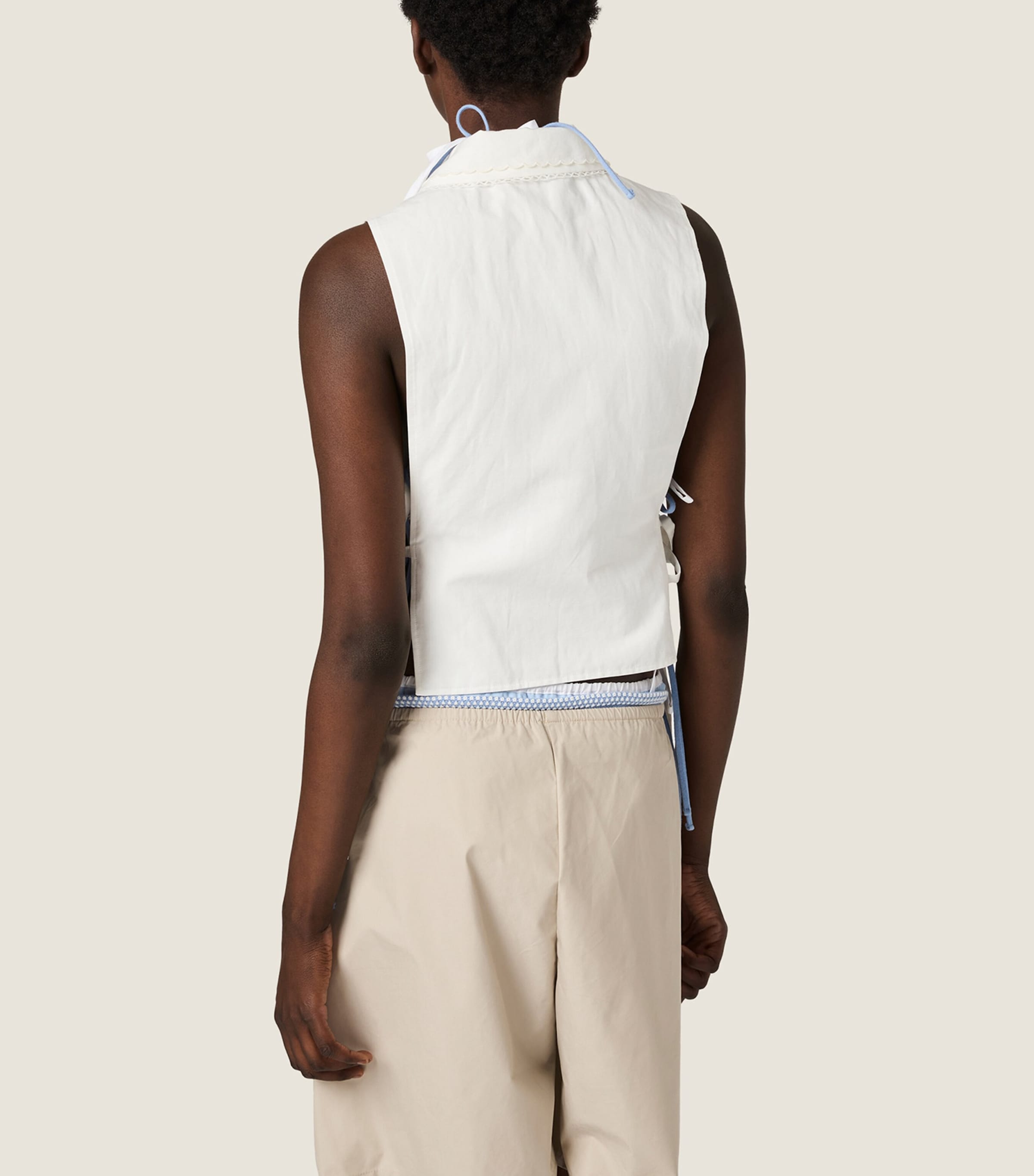 Miu Miu Womens Poplin Side-Tie Shirt White Image 3