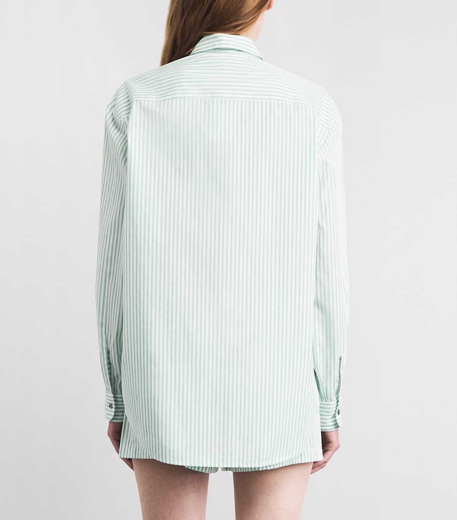 LESET Womens Cotton-Blend Stripe Yoshi Shirt Vert Stripe Image 5