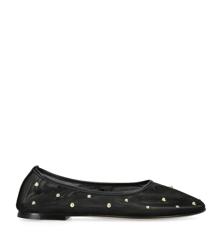 Mesh Stud-Detail Balla Ballet Flats BLACK Image 1