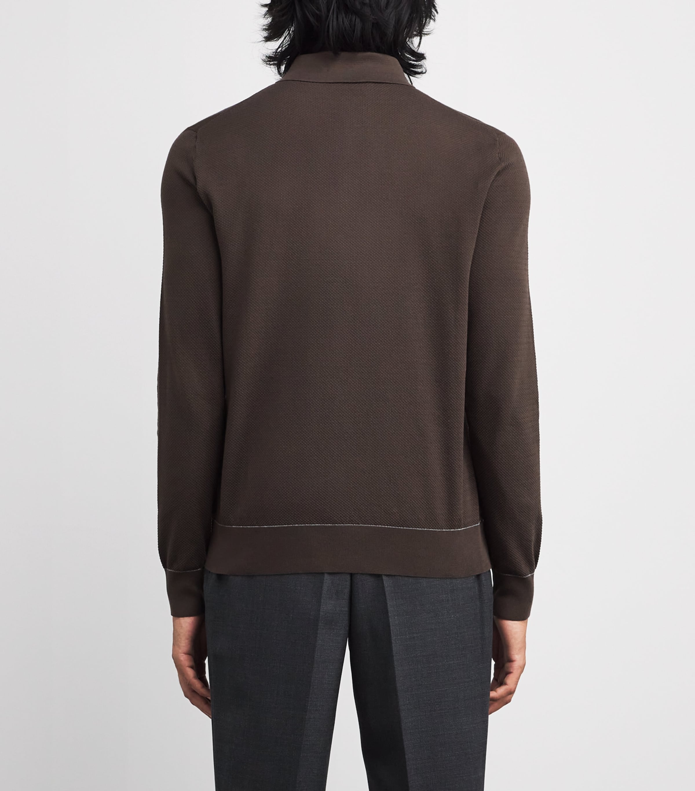 Brioni Mens Long-Sleeve Polo Shirt Image 4