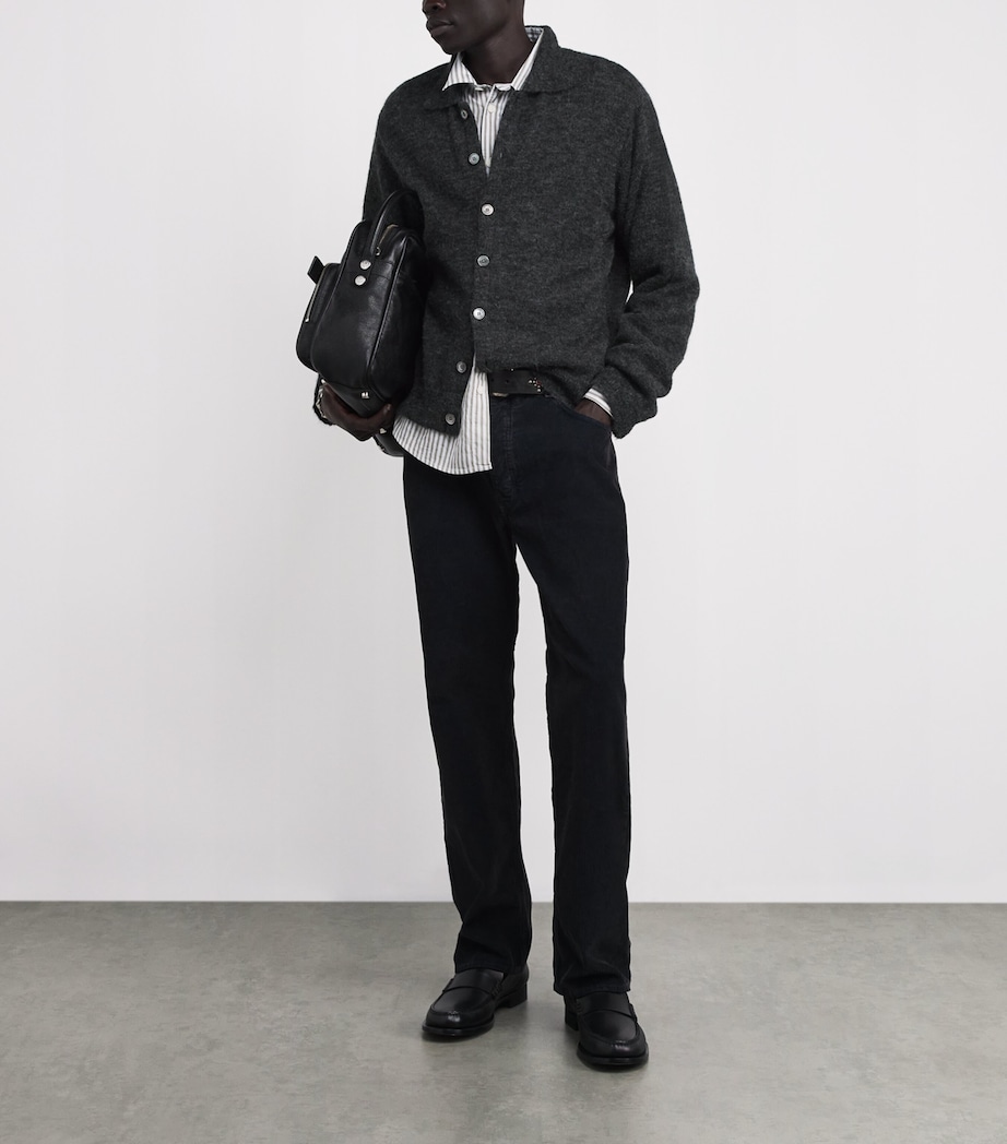 Alpaca-Blend Evening Polo Cardigan CHARCOAL MELANGE Image 2