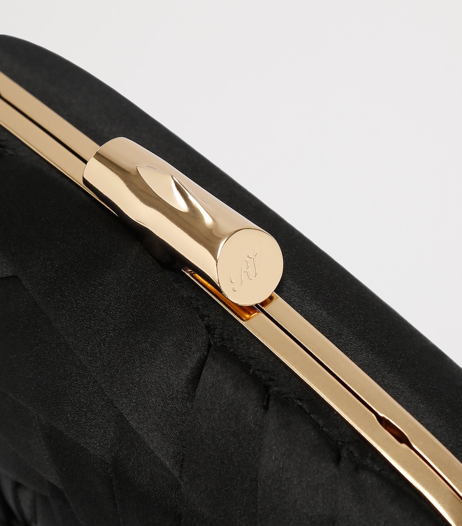 Satin Rose Vivier Clutch Bag BLACK Image 3