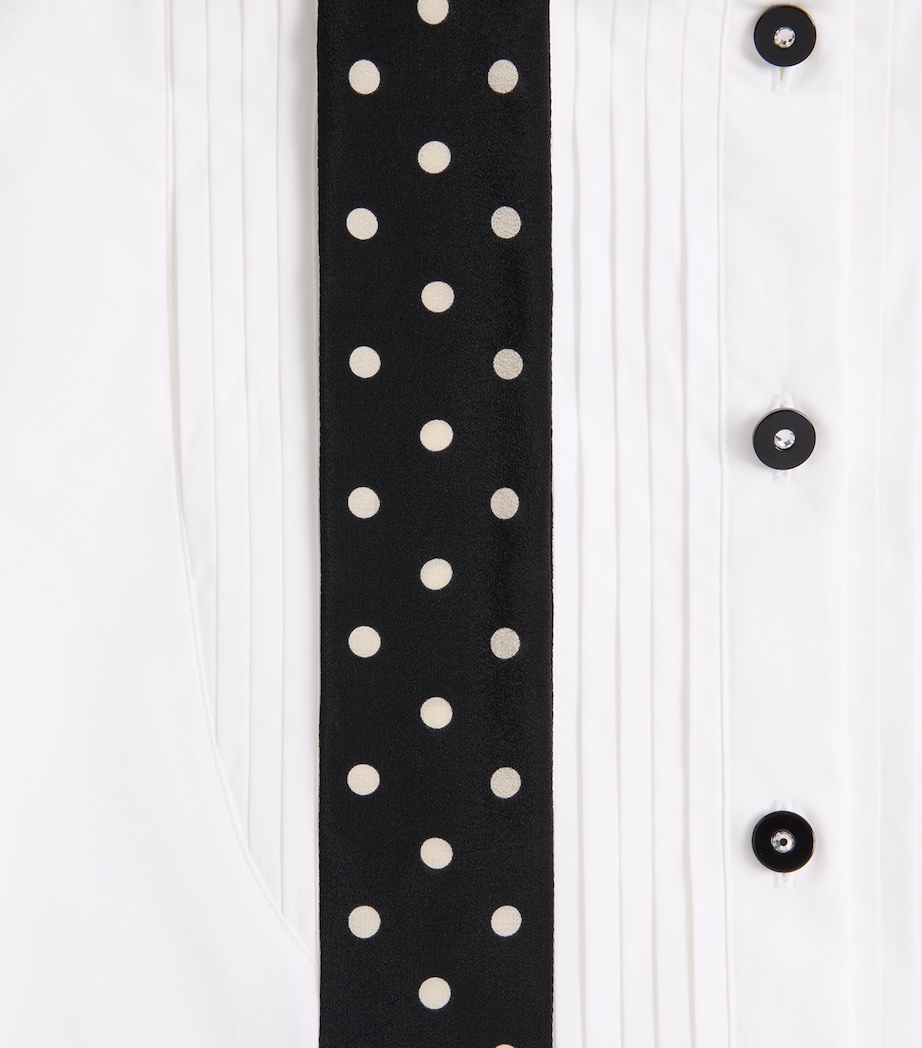 Valentino Womens Cotton Polka-Dot Tie Shirt Image 8