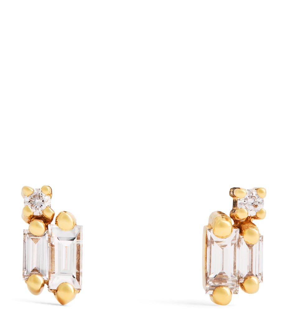Yellow Gold and Diamond Bold Burst Stud Earrings 18K YG/WD Image 1