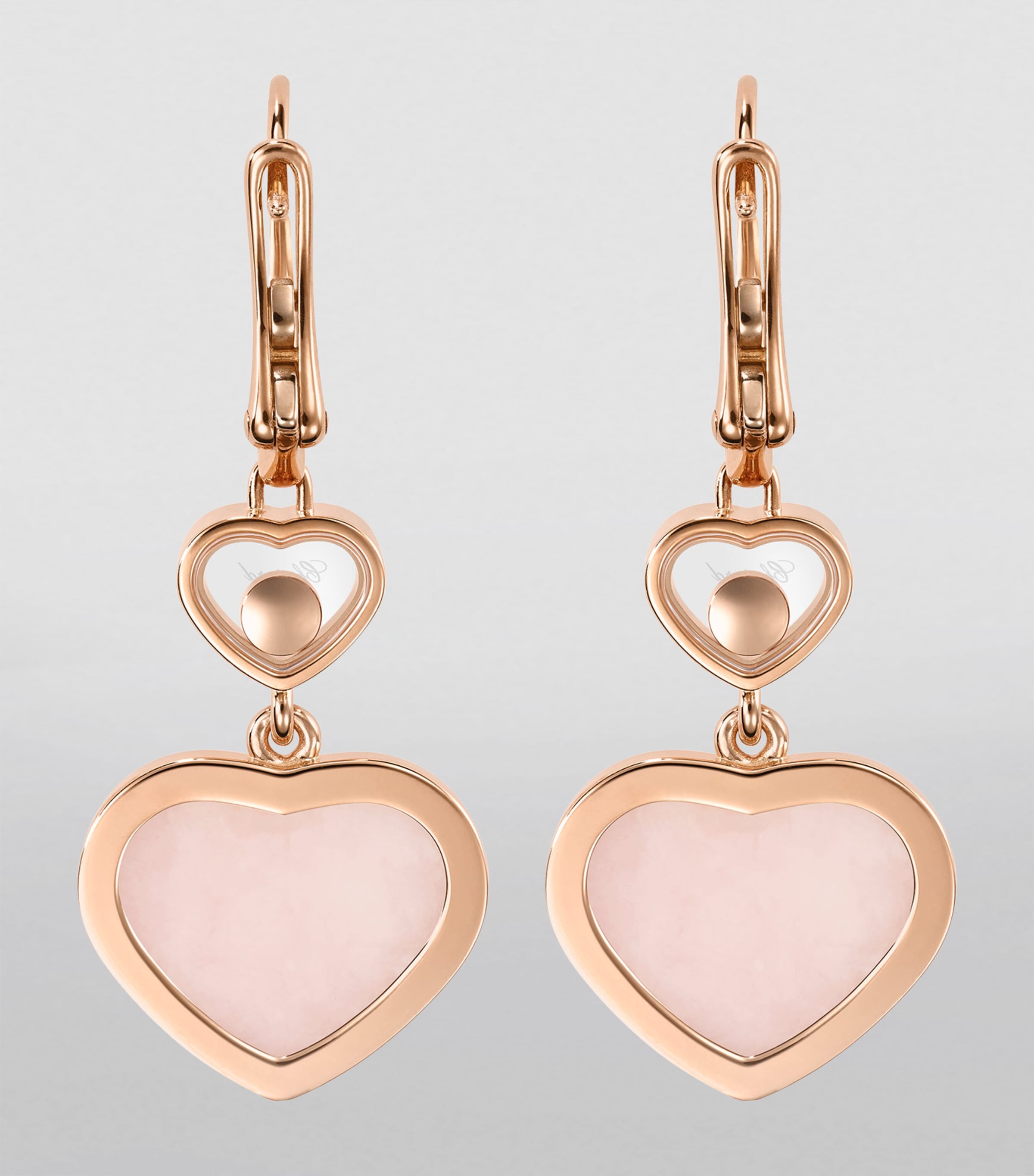 Rose Gold, Opal and Diamond Happy Hearts Earrings 18K ROSE GOLD Image 2