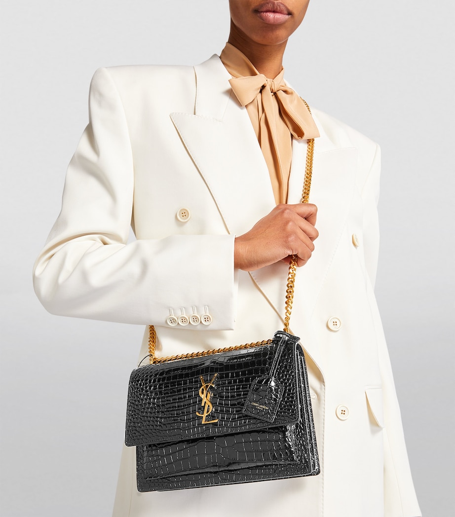 Medium Sunset Croc-Embossed Shoulder Bag 1000 Image 8