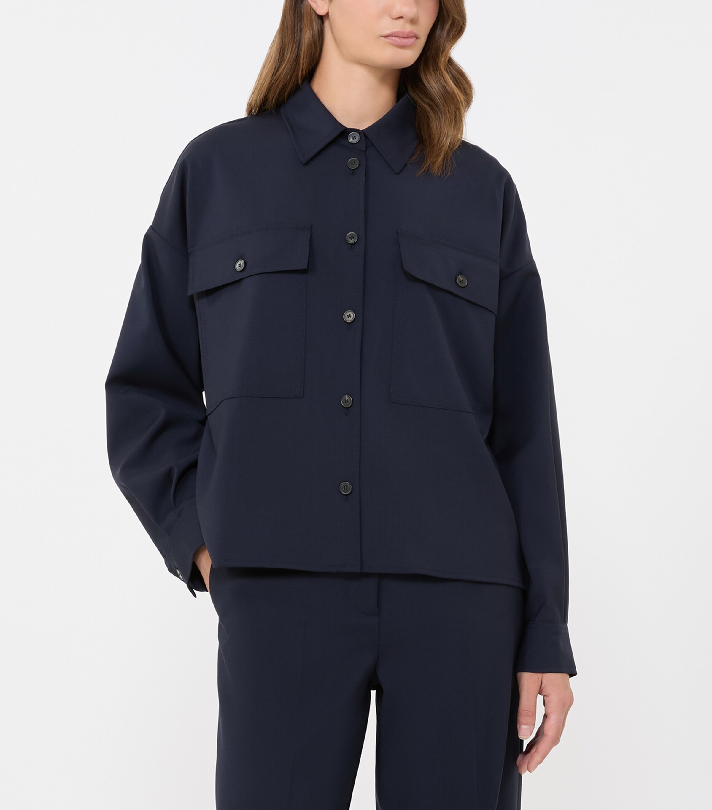 Virgin Wool Overshirt NAVY Image 2
