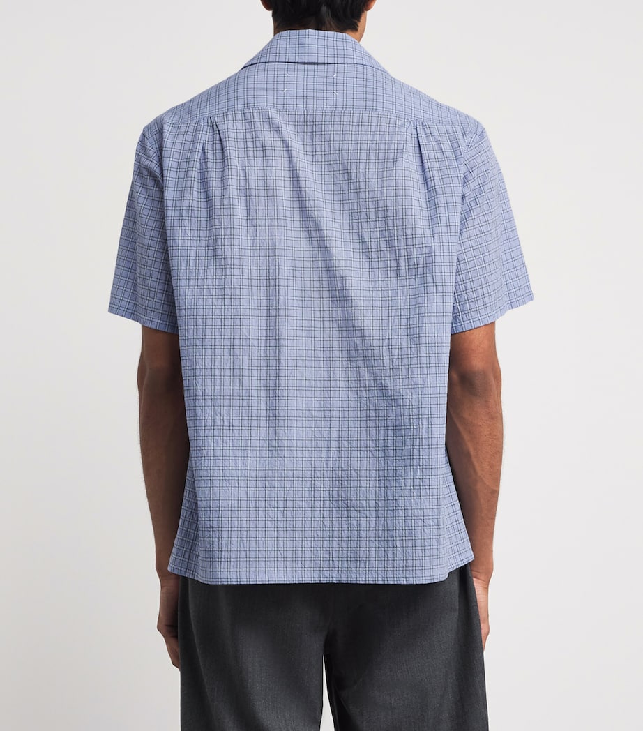 Maison Margiela Mens Check Open-Collar Shirt Sky Blue Image 5