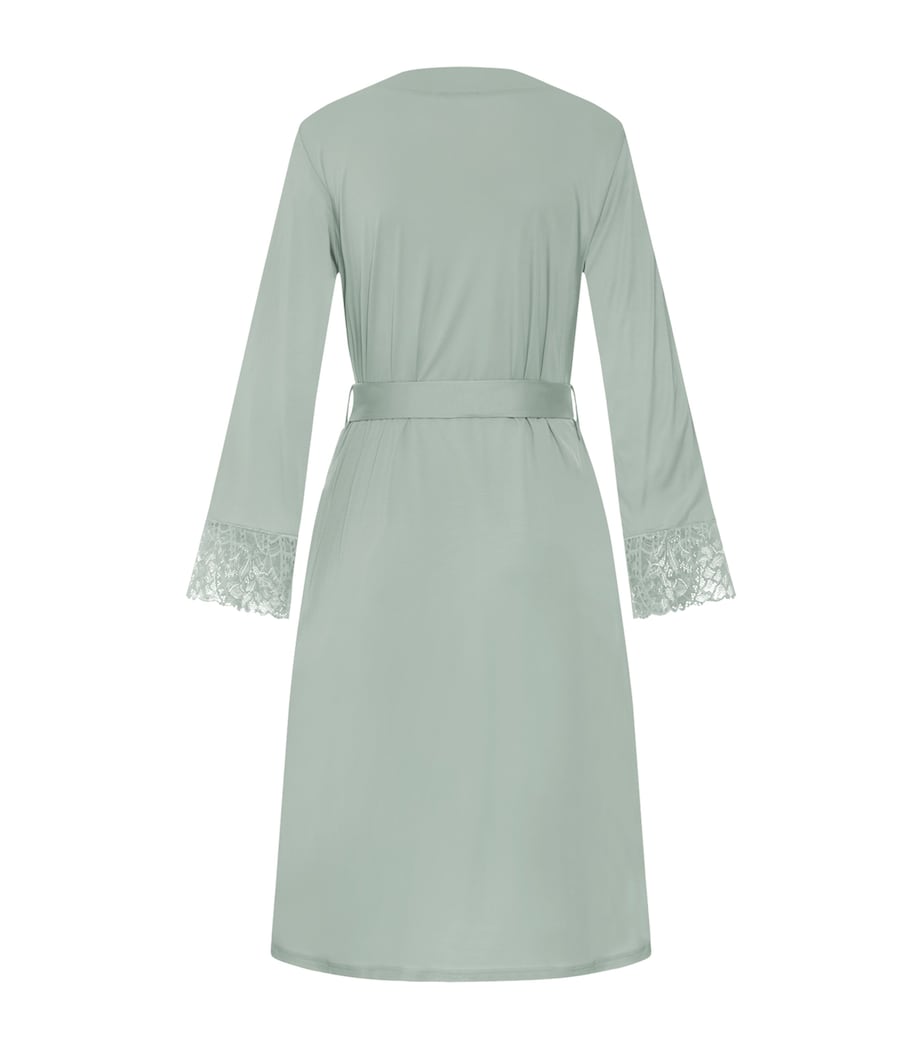 Hanro Womens Modal Lace-Trim Robe Mystic Breeze Image 3