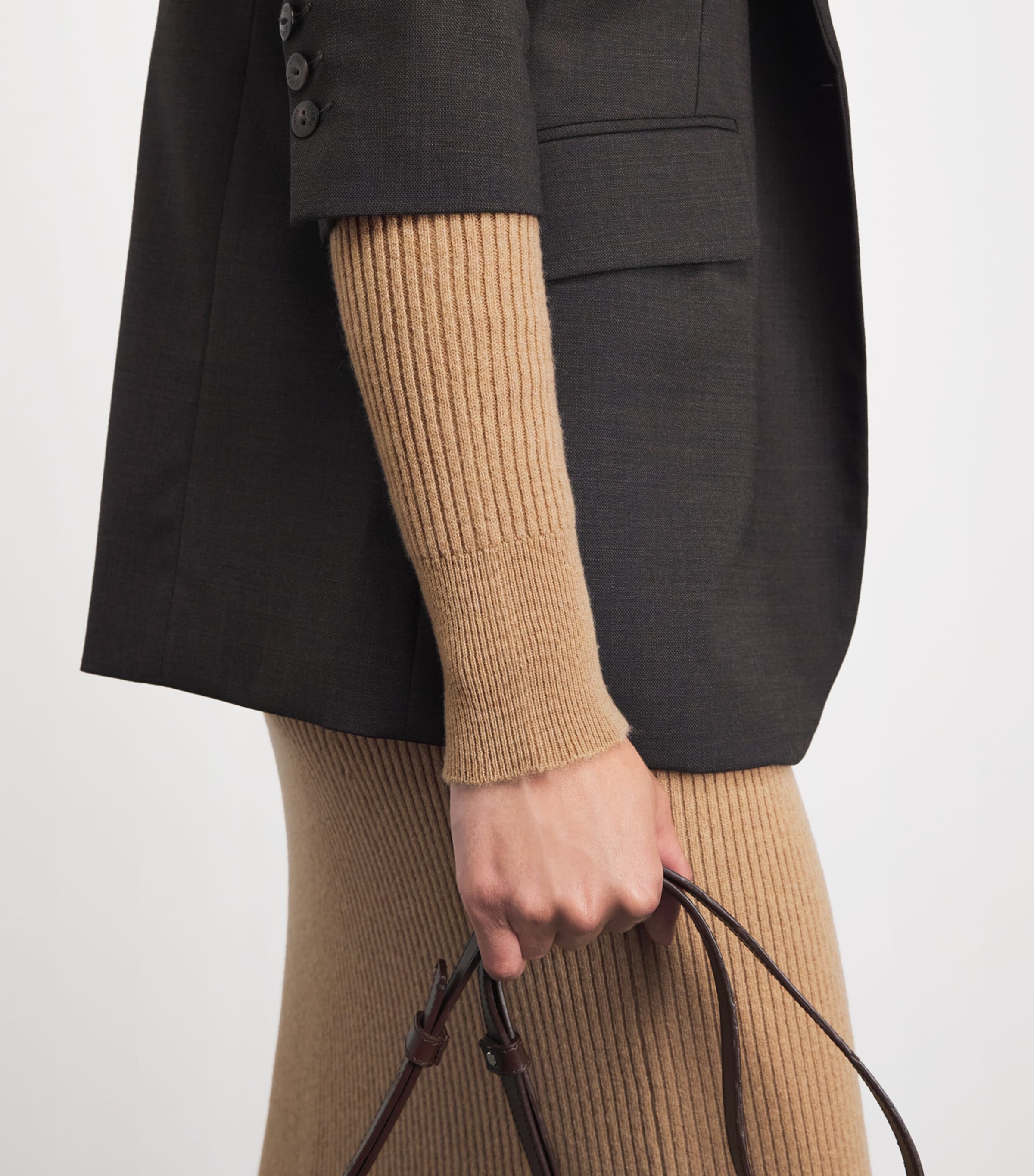 Johnstons Of Elgin Womens Cashmere Ribbed Sweater Camel Image 3
