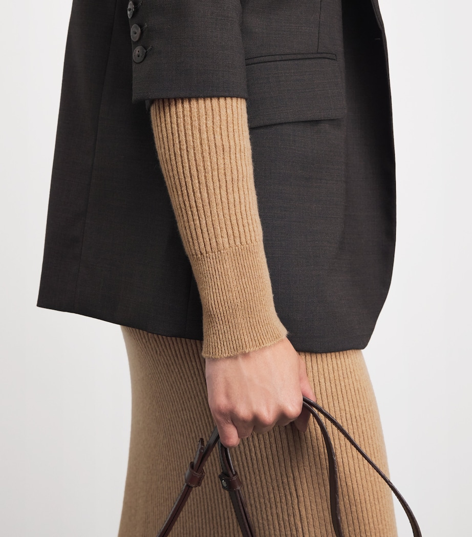 Johnstons Of Elgin Womens Cashmere Ribbed Sweater Camel Image 3