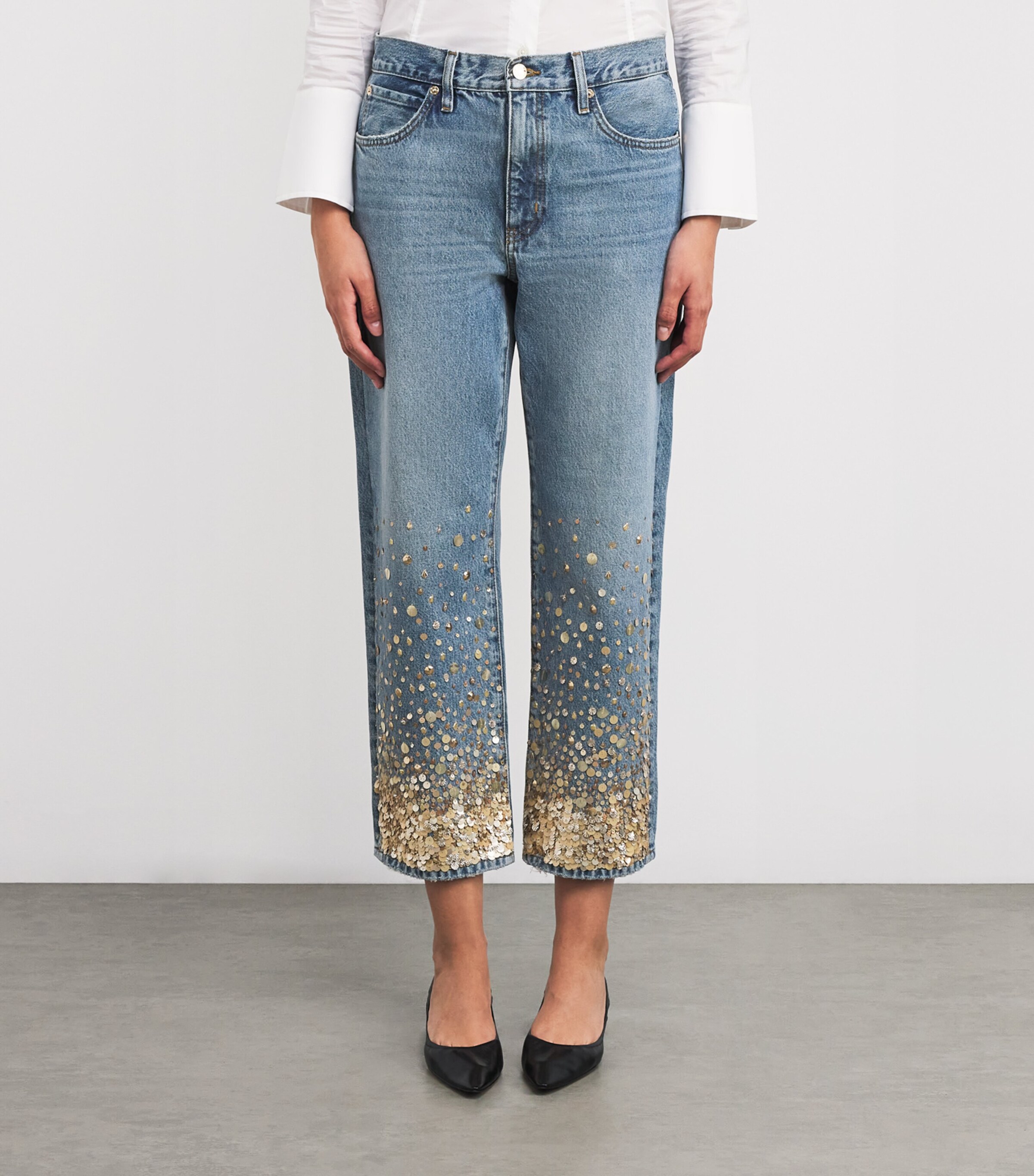FRAME Womens The Champagne Jeans Gold Embellished Image 3