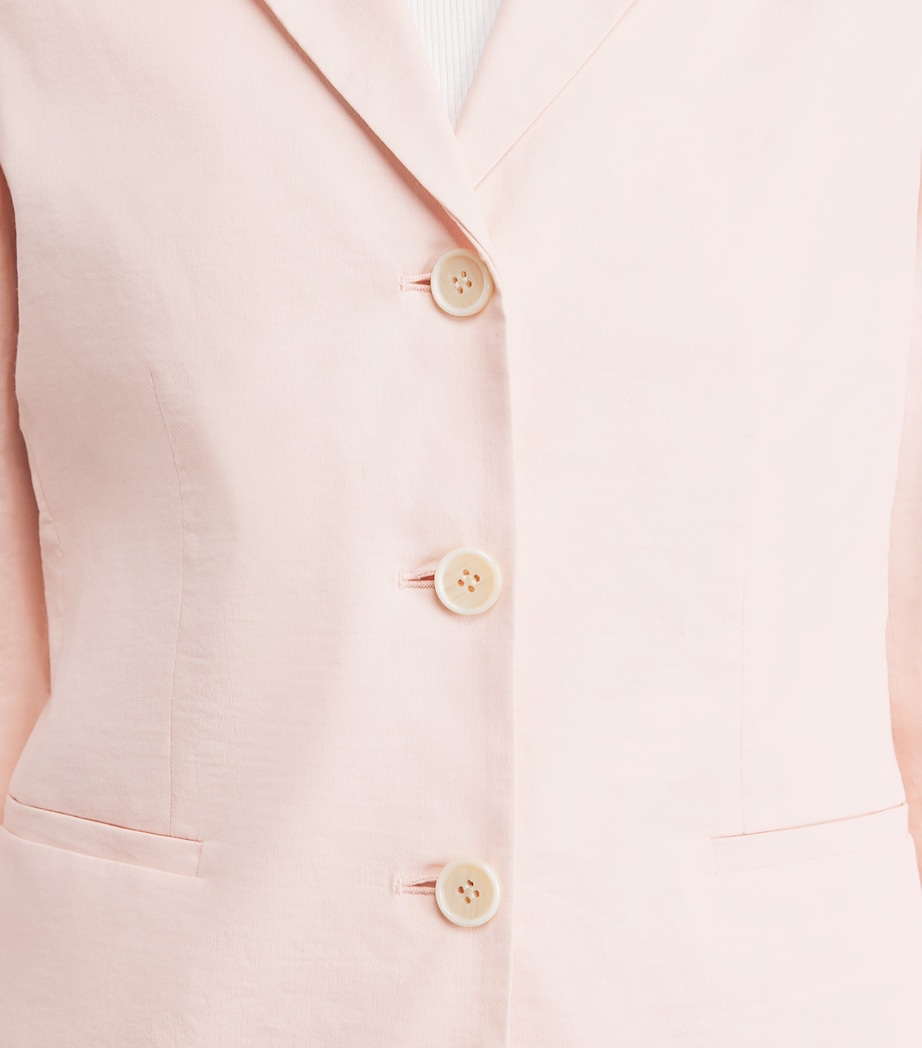 Theory Womens Linen-Blend Single-Breasted Blazer Xke Warm Pink Image 3