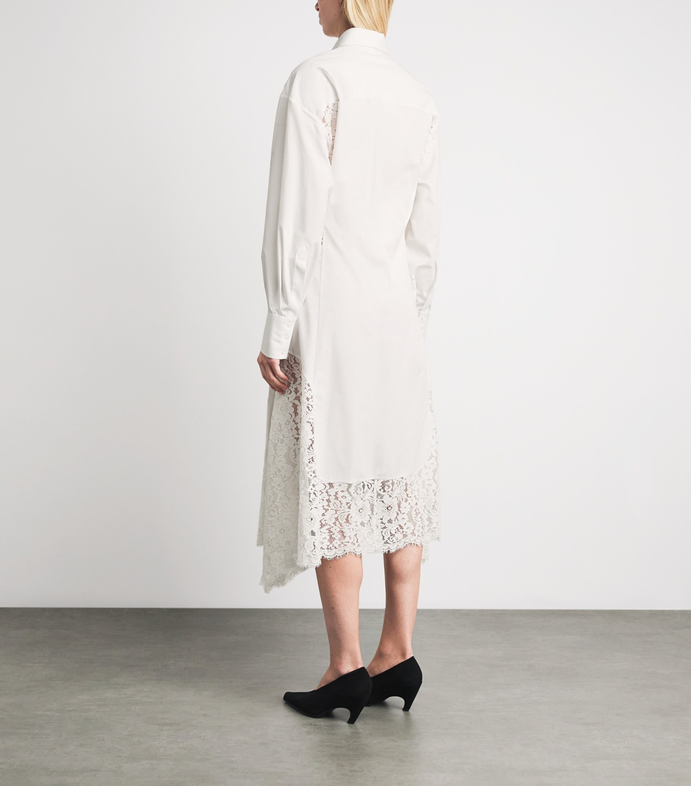 Stella McCartney Womens Organic Cotton Lace-Panel Midi Shirt Dress Pure White Image 5