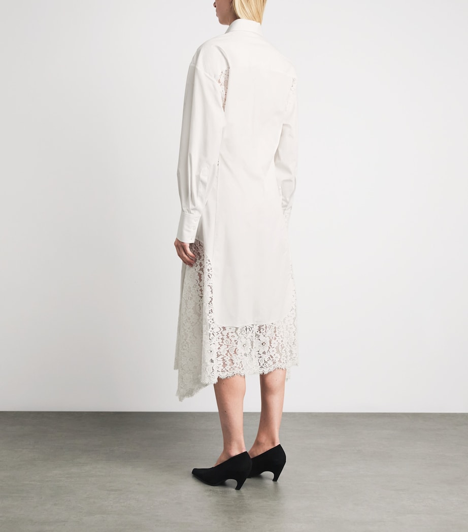 Stella McCartney Womens Organic Cotton Lace-Panel Midi Shirt Dress Pure White Image 5