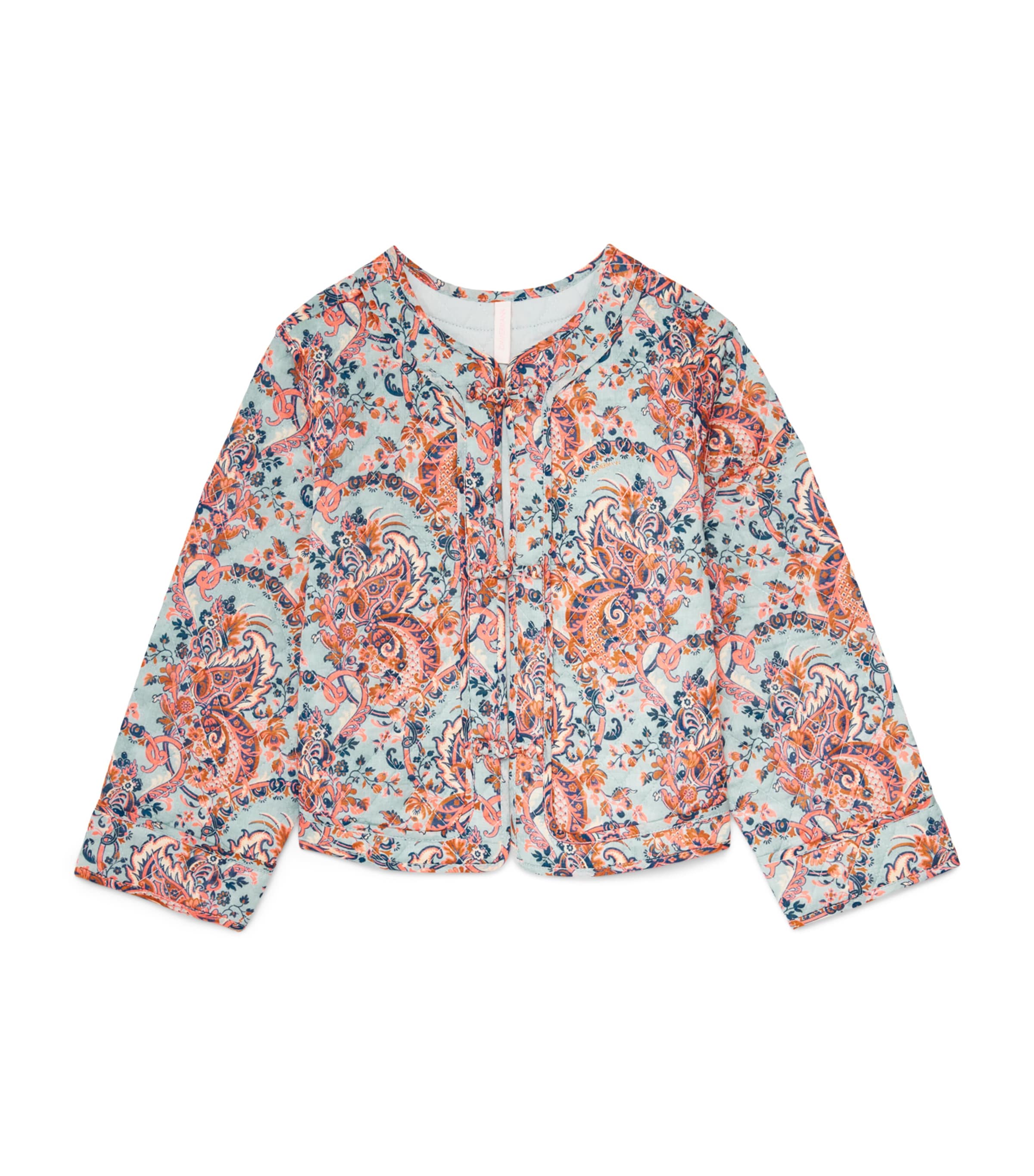 Zimmermann Kids Cotton Aster Quilted Jacket (2-12 Years) Blue Paisley Floral Image 1