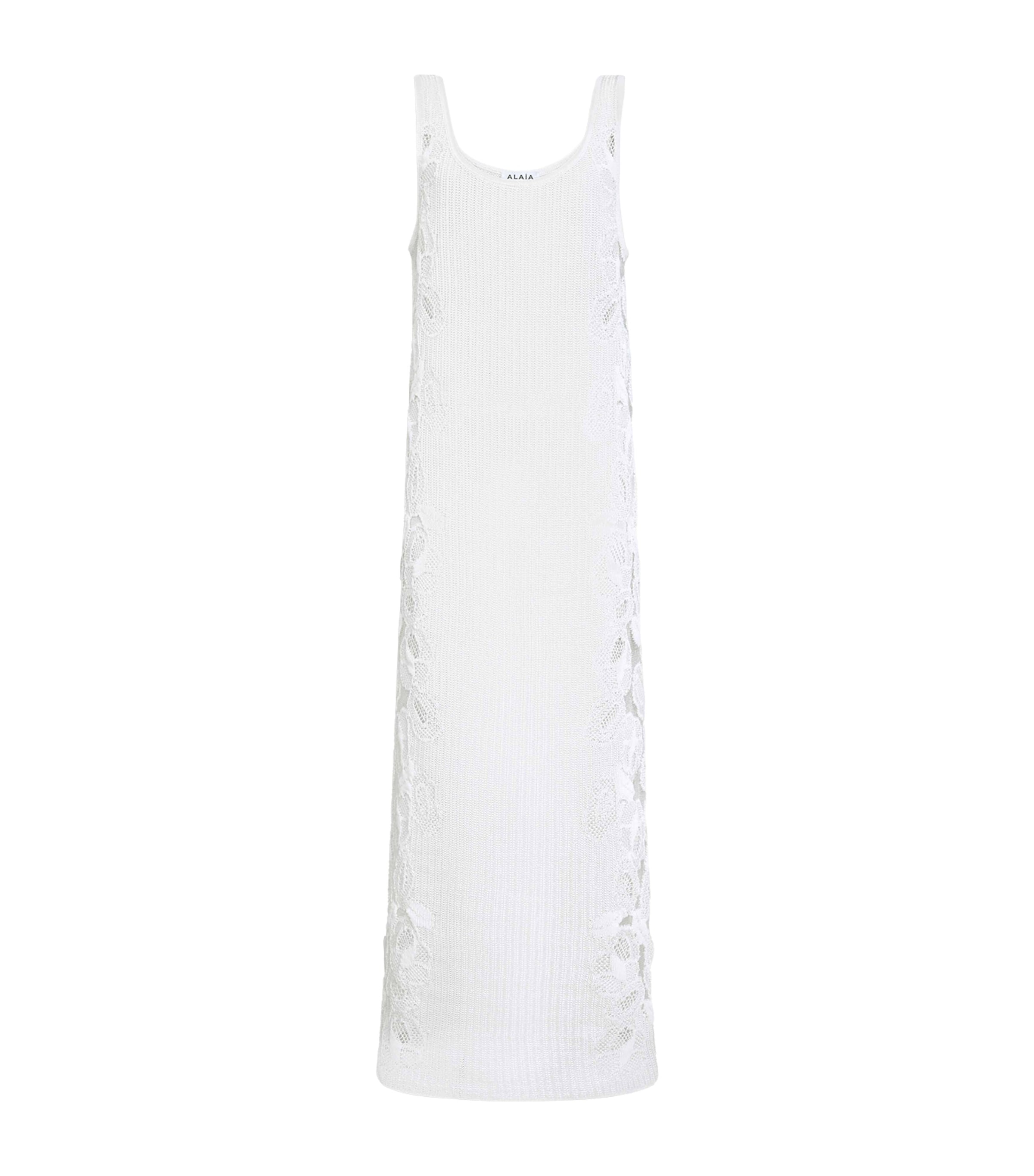 Alaïa Knitted Maxi Dress In White