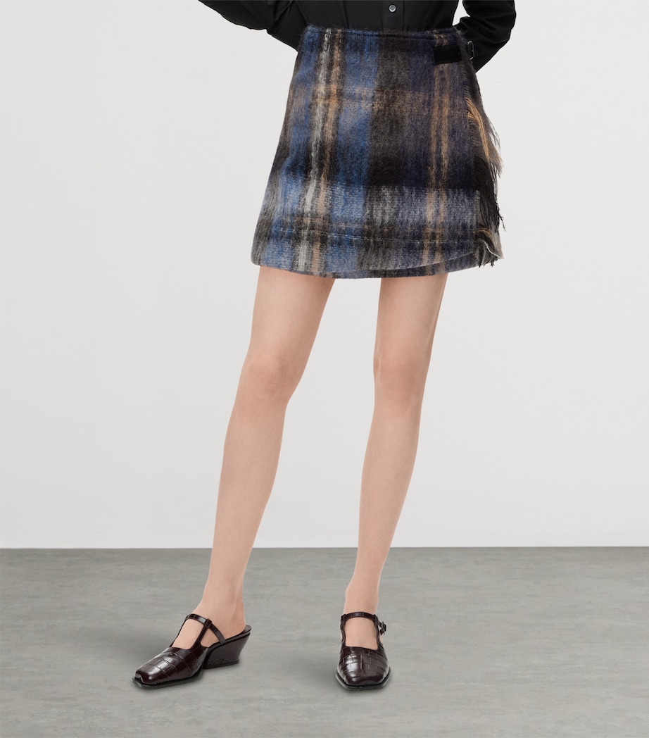 Mohair-Wool Buckled Mini Skirt BLUE/MULTICOLOR Image 3