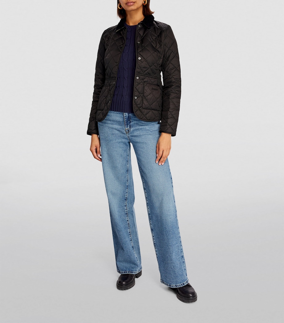 Barbour Womens Quilted Deveron Jacket Black Olive Image 2