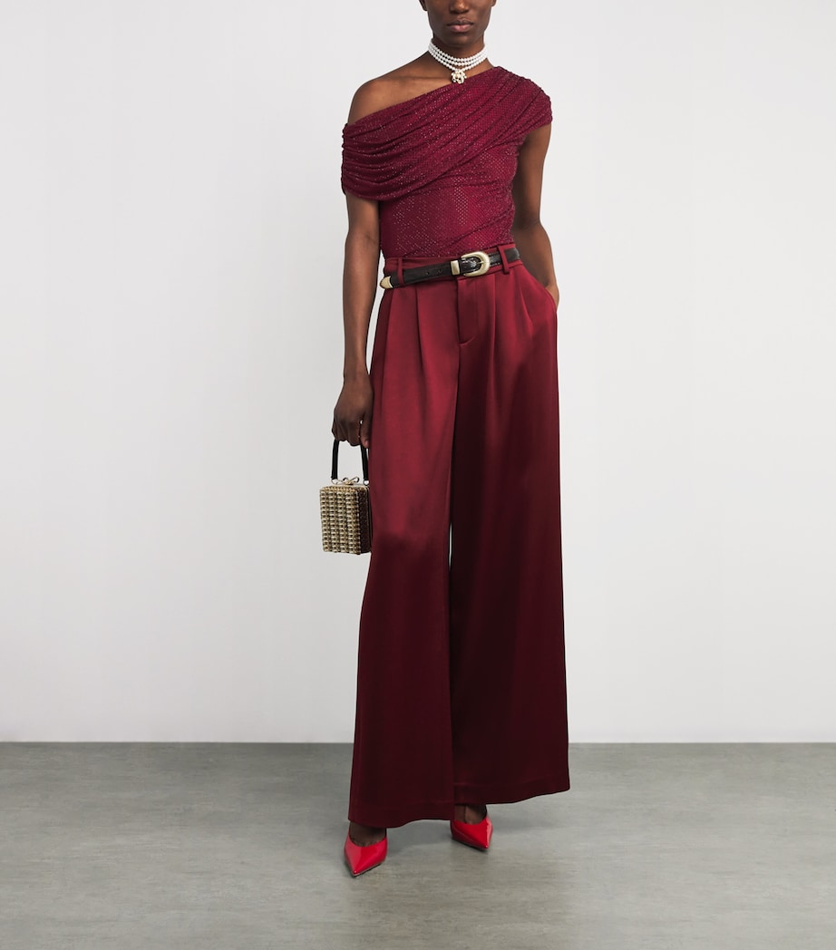 Rhinestone-Embellished Draped Top BURGUNDY Image 2