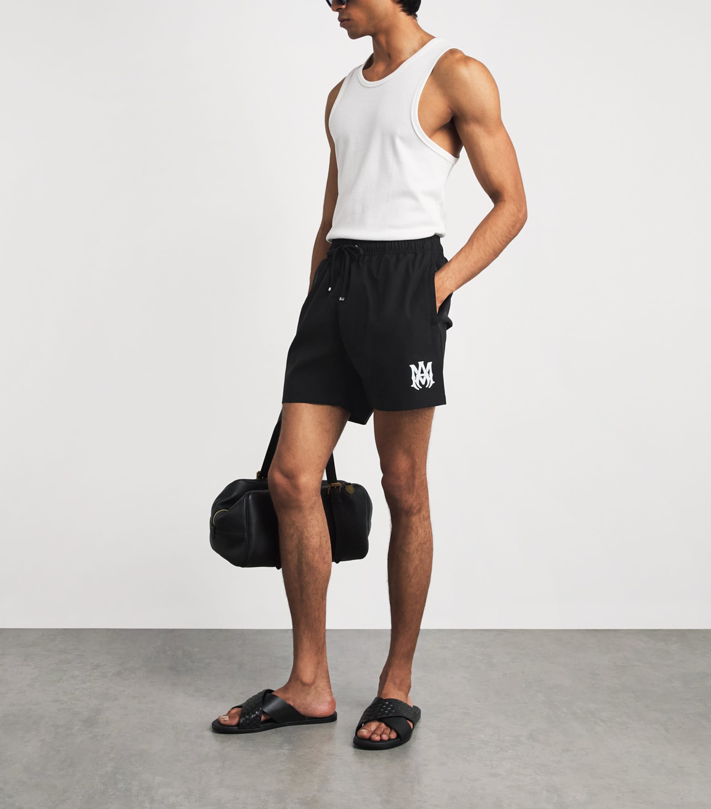 AMIRI Mens MA Core Logo Swim Shorts Black Image 4